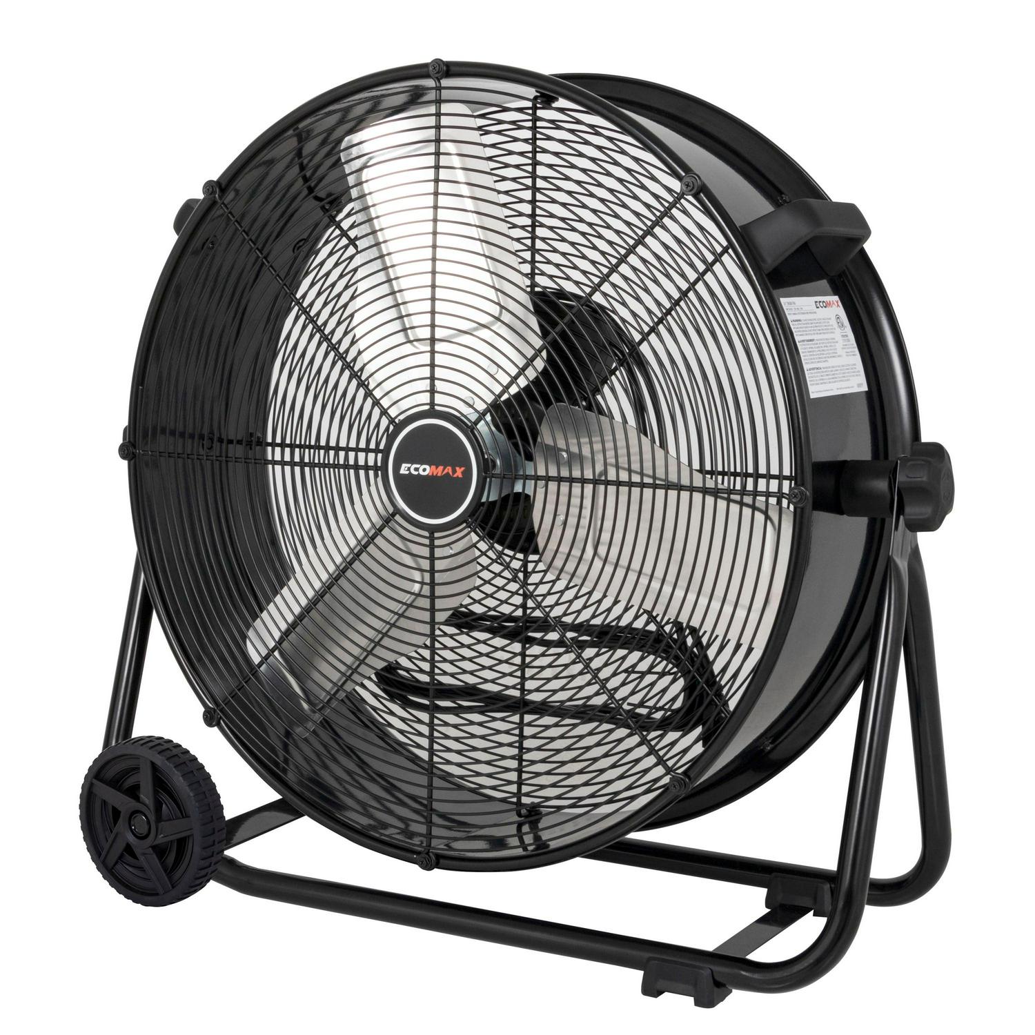Alternative view of Ecomax 24 Inch High Velocity Drum Floor Fan. Industrial. 3-Speed. Adjustable Tilt