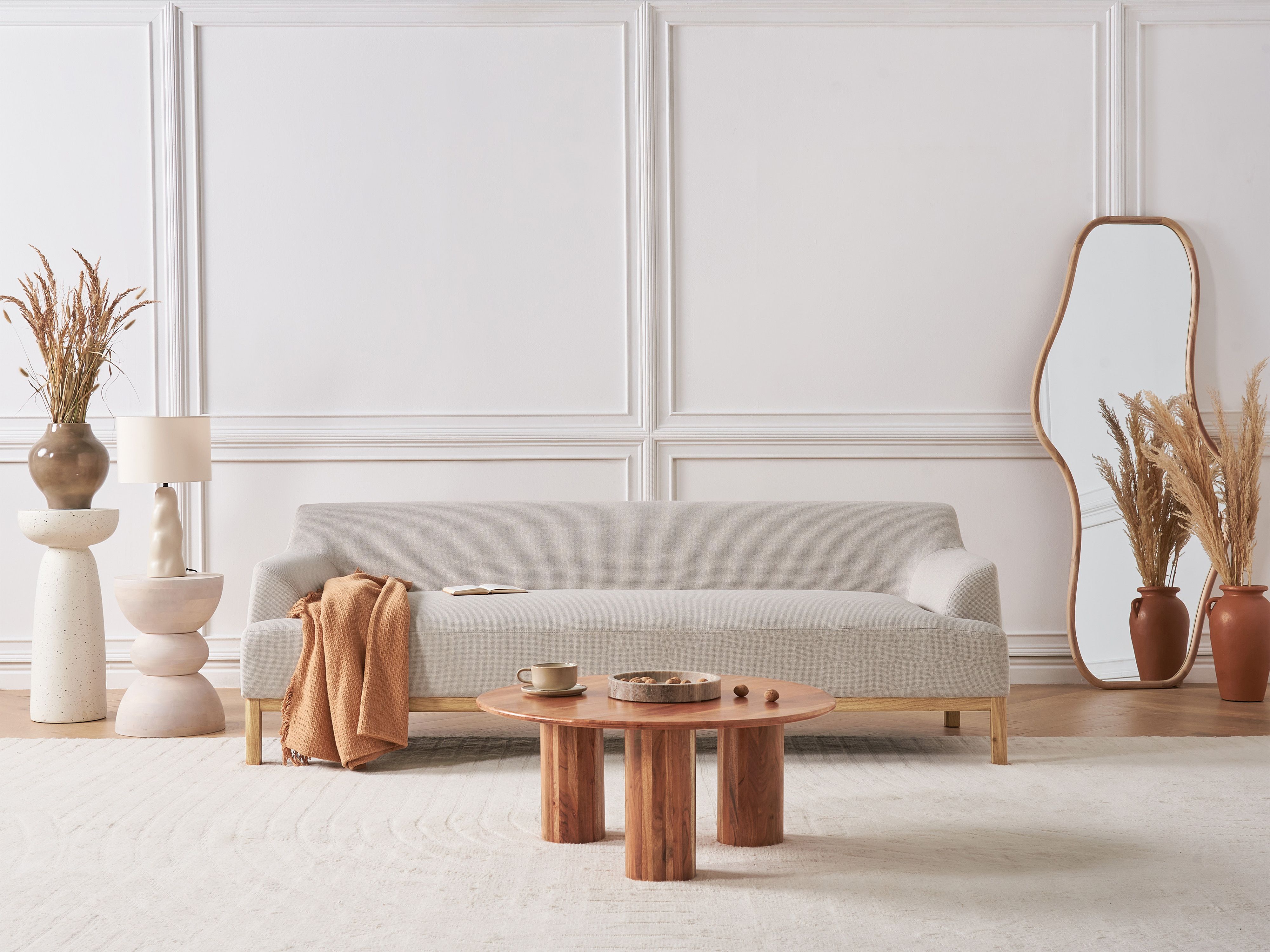 Sofa 3 Seater SOSJO Fabric Light Beige
