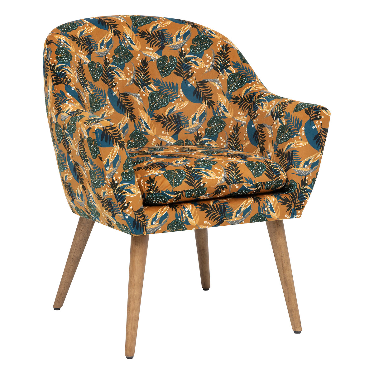 "Sango" armchair Velvet, Yellow ochre