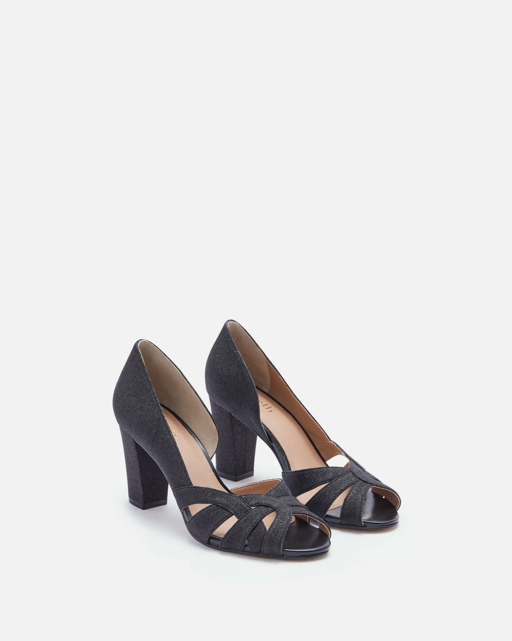 ESCARPINS BELIA/GLIT - En cuir à talons paillettes noir