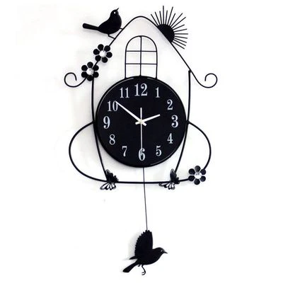 Creative Black Iron Swing Wall Clock