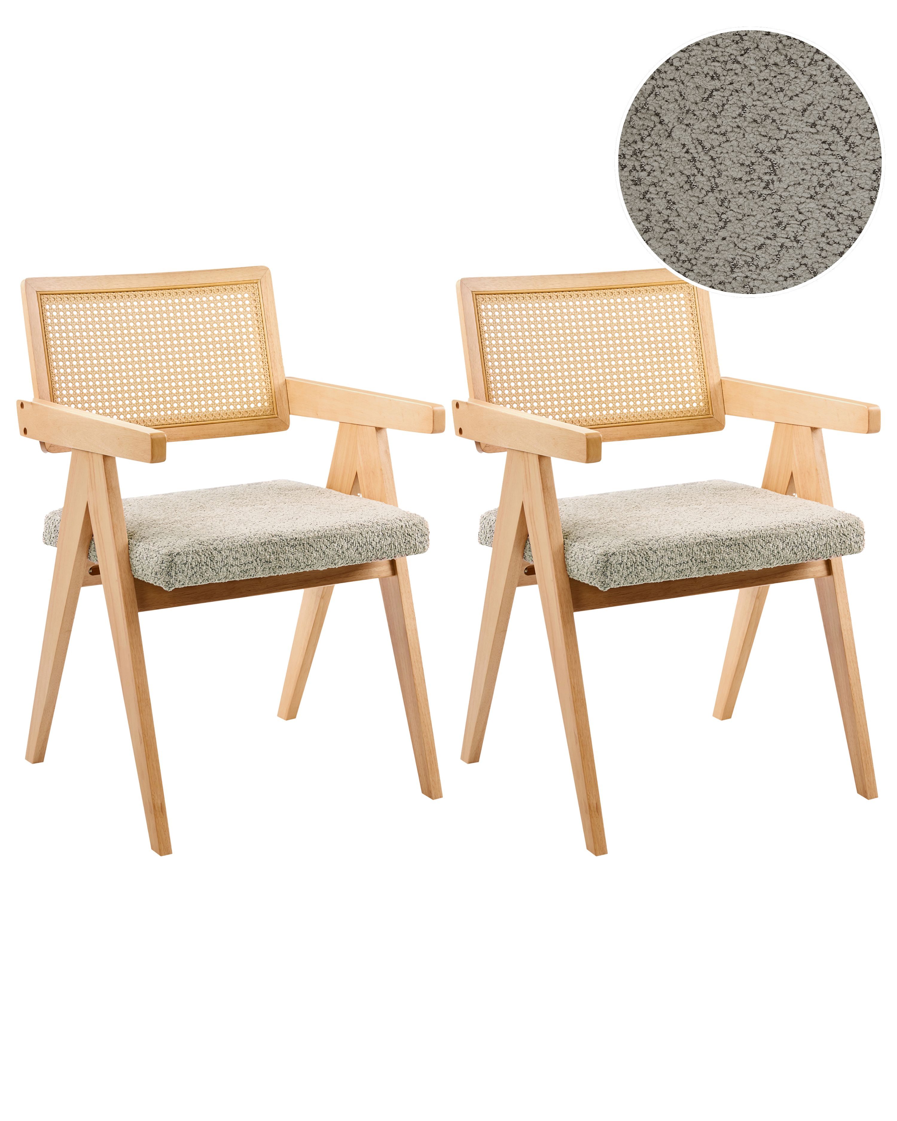 Set of 2 Dining Chairs AVA Wood Light Brown/ Taupe