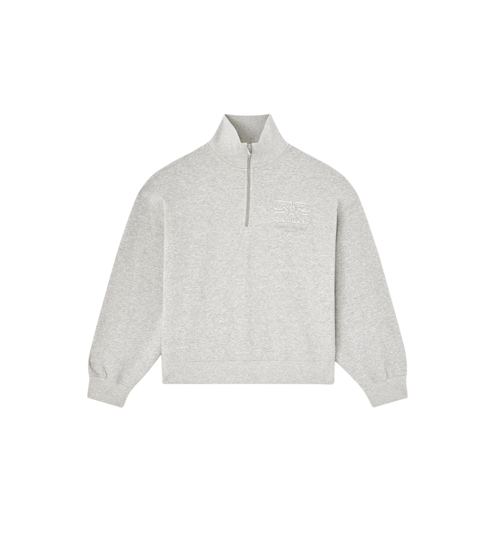 GANNI Grey Half Zip Sweatshirt