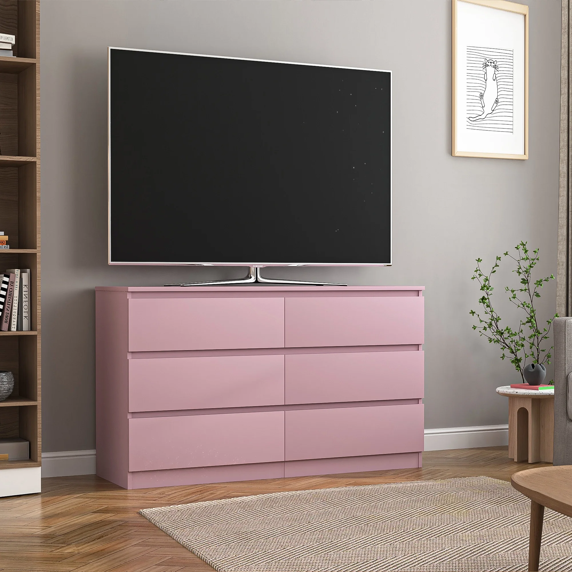 Kadyn White Chest of Drawer, 6 Double Drawer Dresser for Bedroom, Modern Storage Cabinet for Living Room, Dresser - Image 165