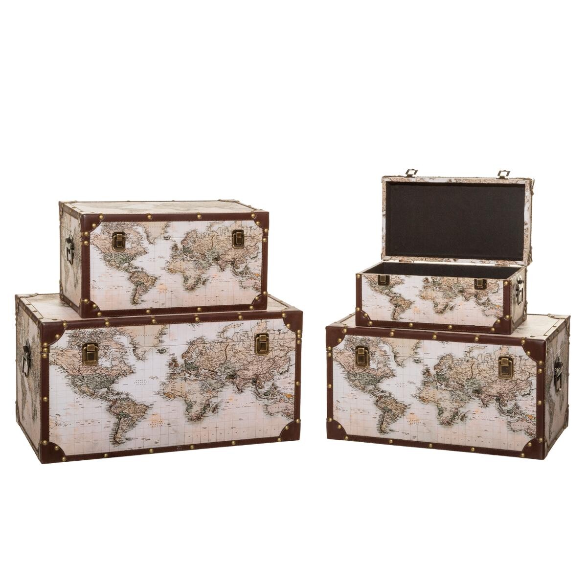 Set 4 trunks "Map World" 4 pieces