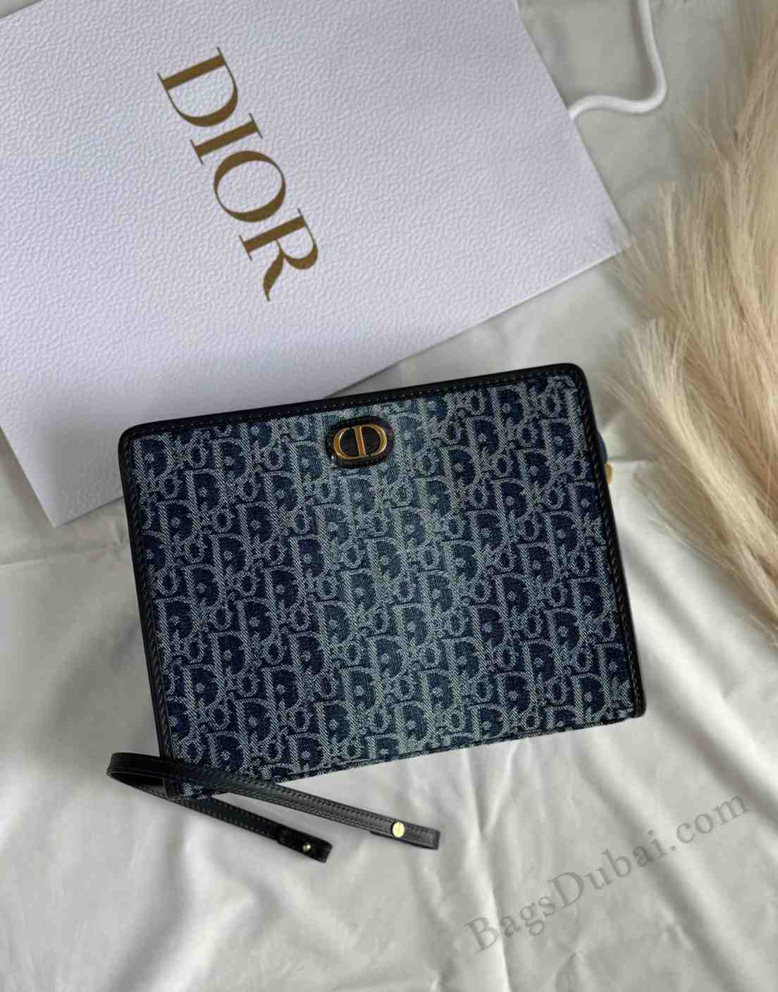 Dior Oblique Jacquard 30 Montaigne Denim Dea Pouch In Dubai