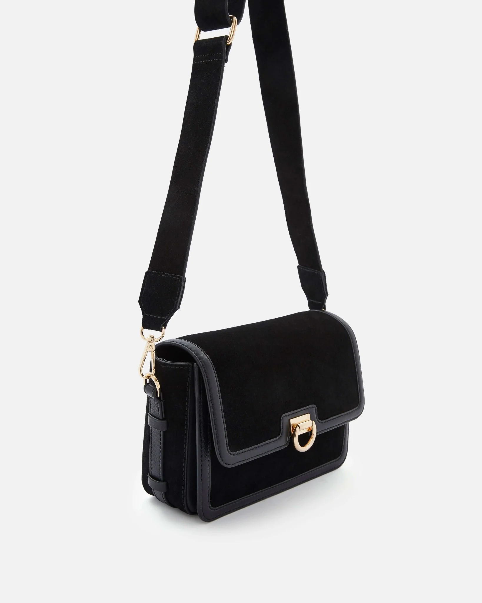 SAC TENIA/LIS NOIR - Sac cuir velours grande anse