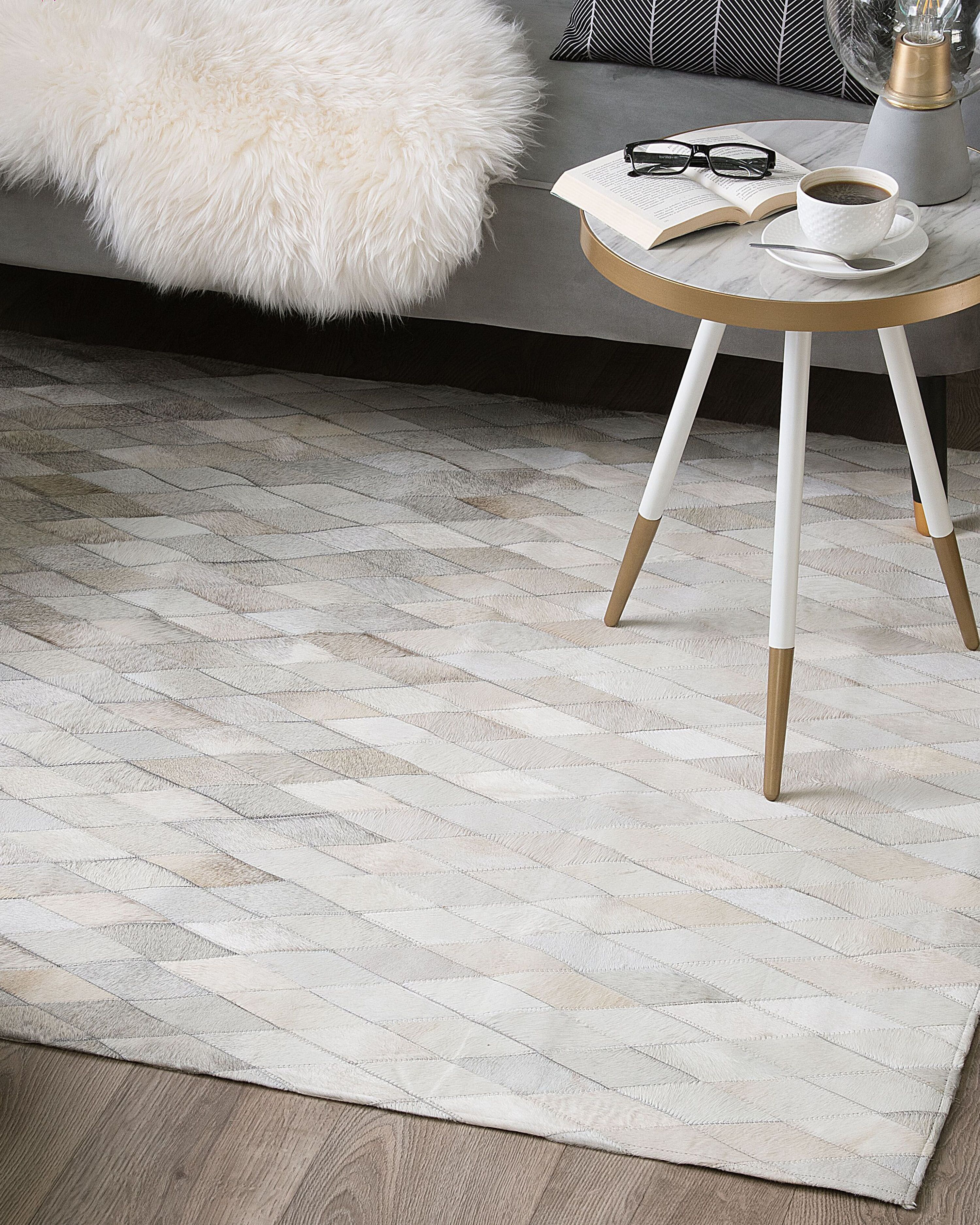 Rug MALDAN Beige 160 x 230 cm Leather