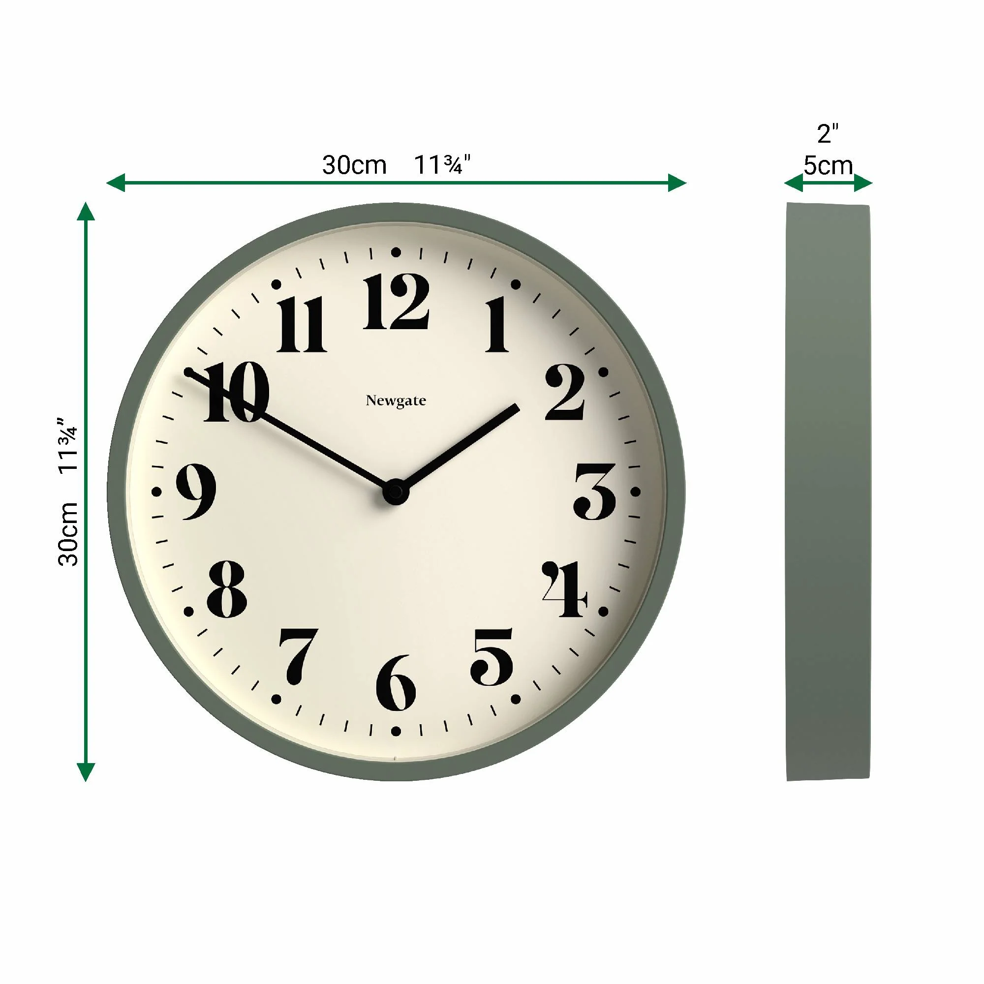 Newgate Number Four wall clock in asparagus green