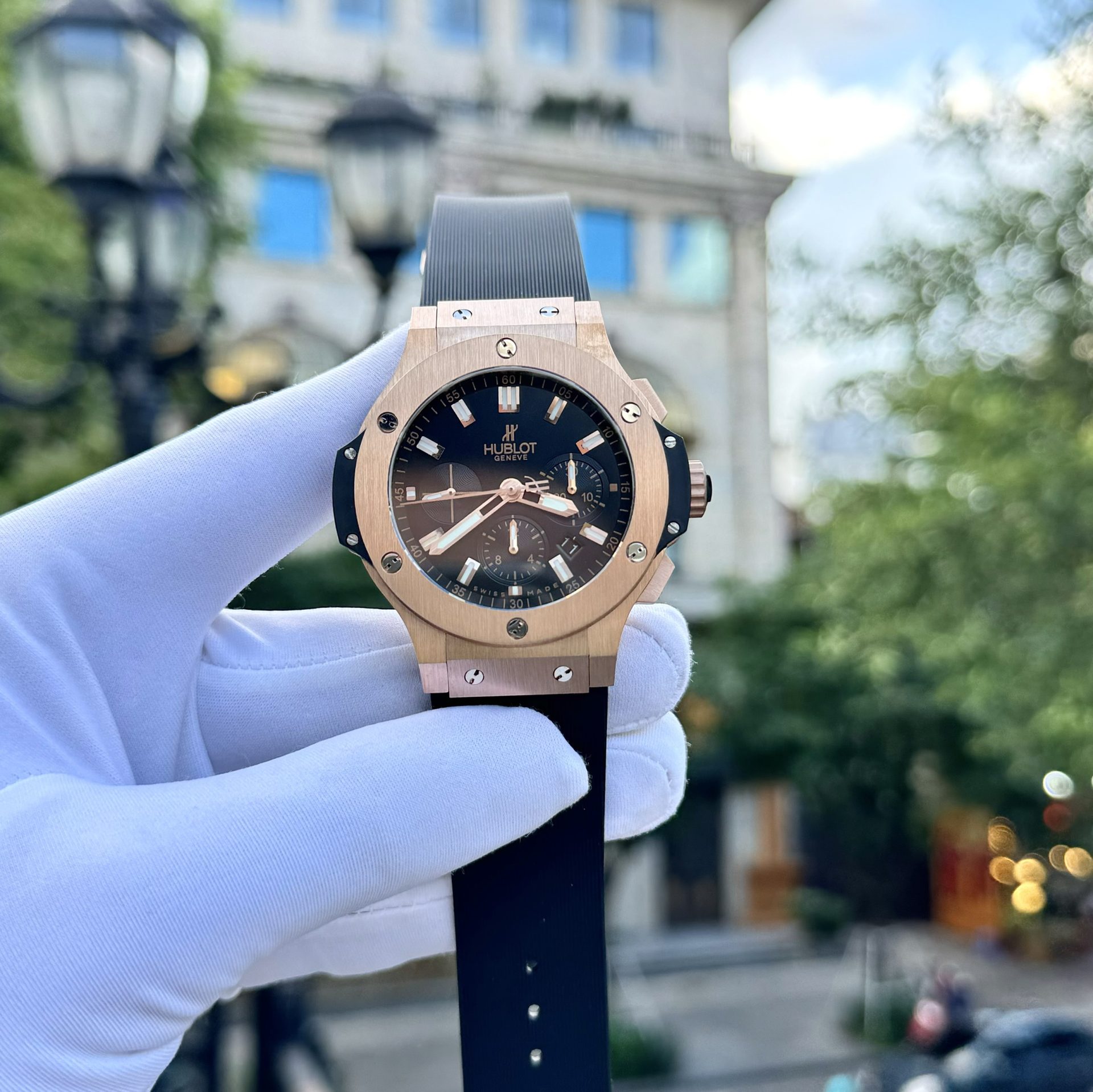 Hublot Fake Watches Big Bang Chronograph King Gold Black Dial 44mm - Top club