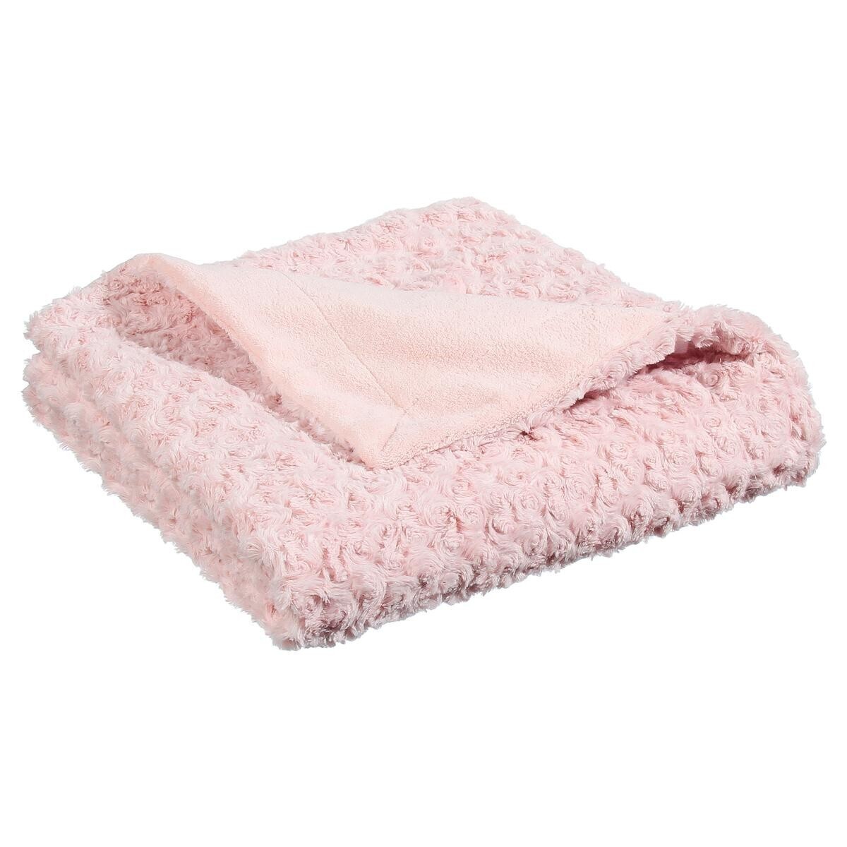 Faux fur plaid "Bouclette" Pink, 120x160 cm