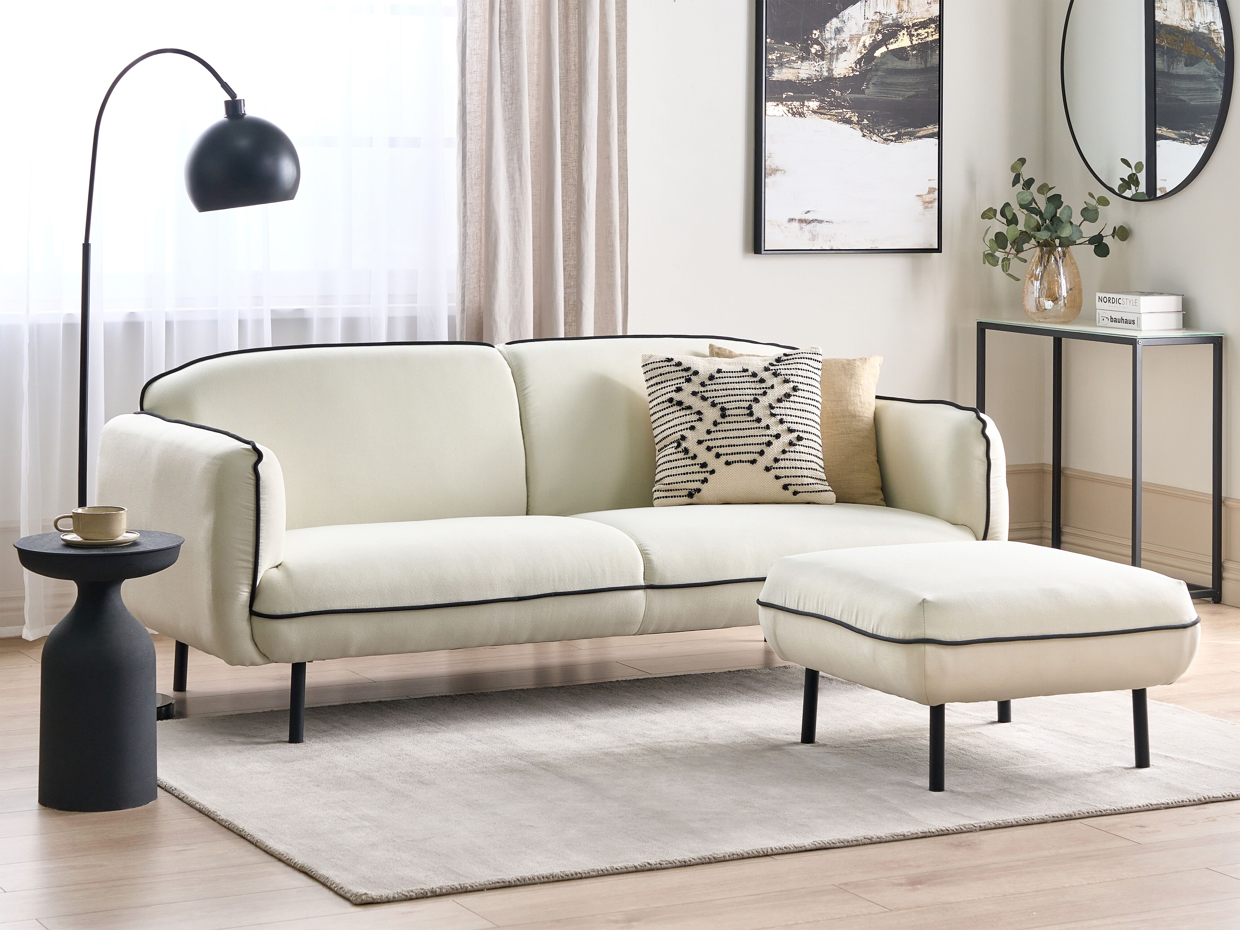 Sofa 3 Seater TONSBERG Fabric Light Beige with Ottoman