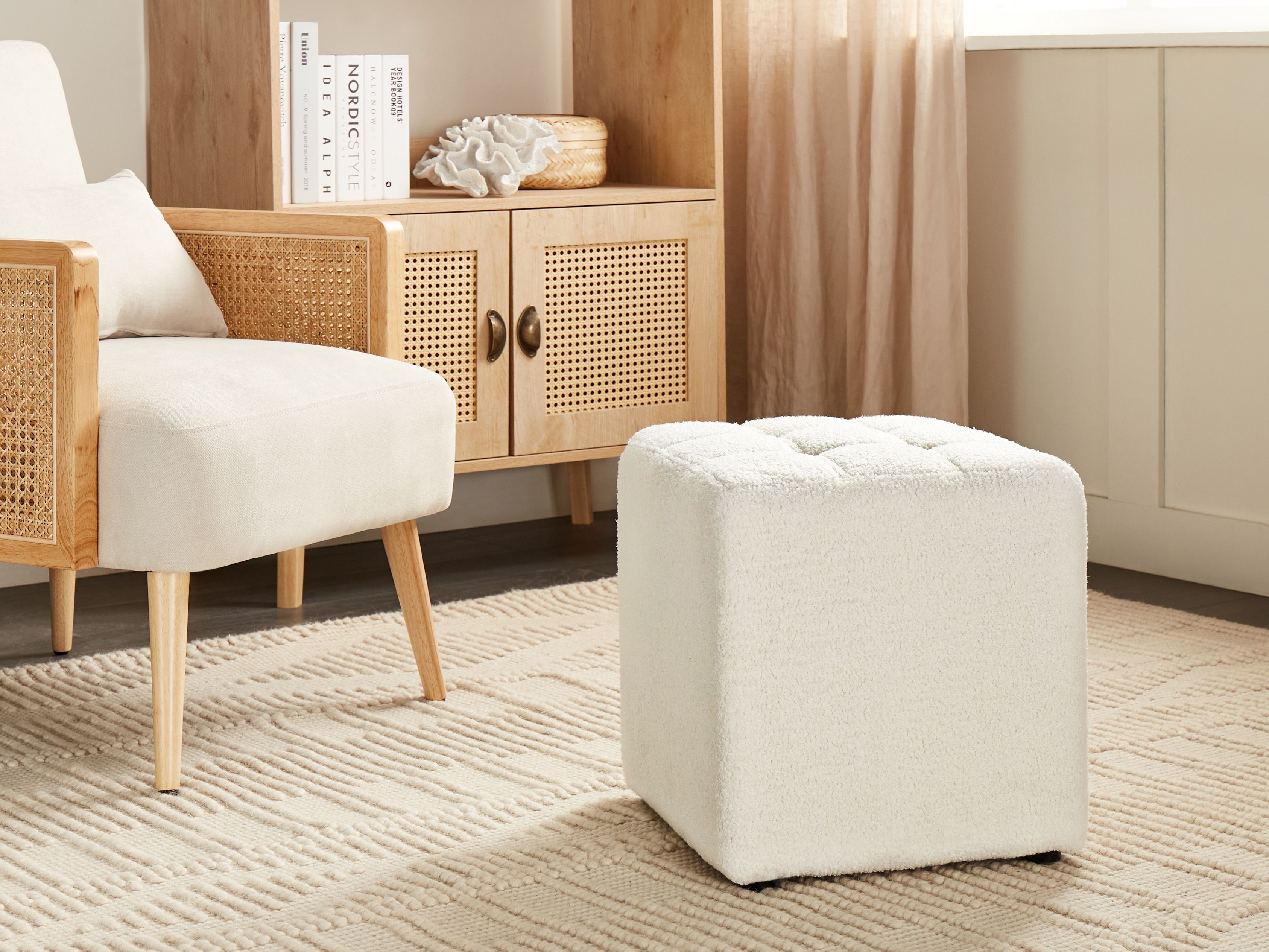 Pouffe KANSAS Boucle White