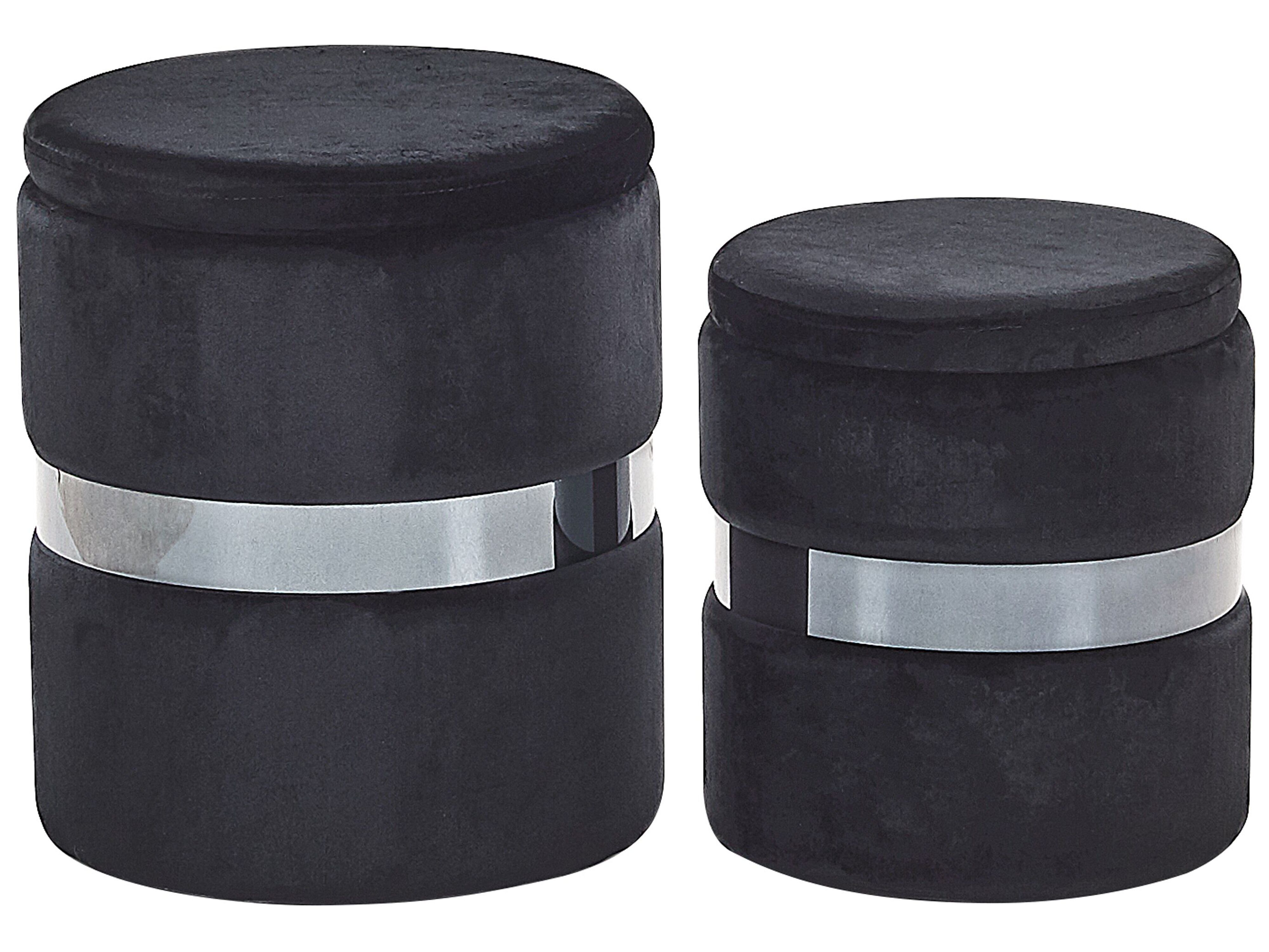 Set of 2 Storage Pouffes DORIS Velvet Black