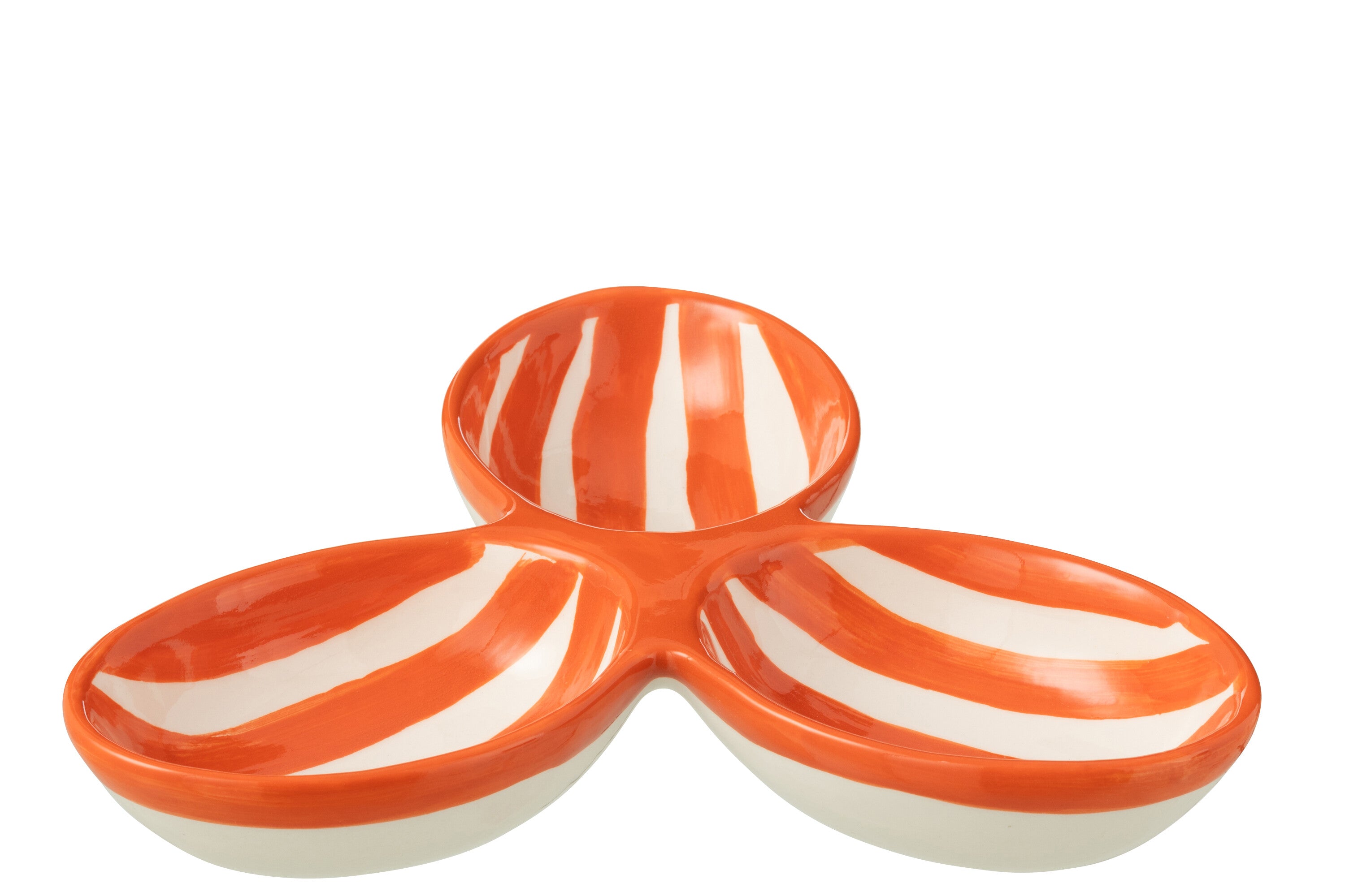 J-Line serveerschaal Granada Stripes Clover - keramiek - wit