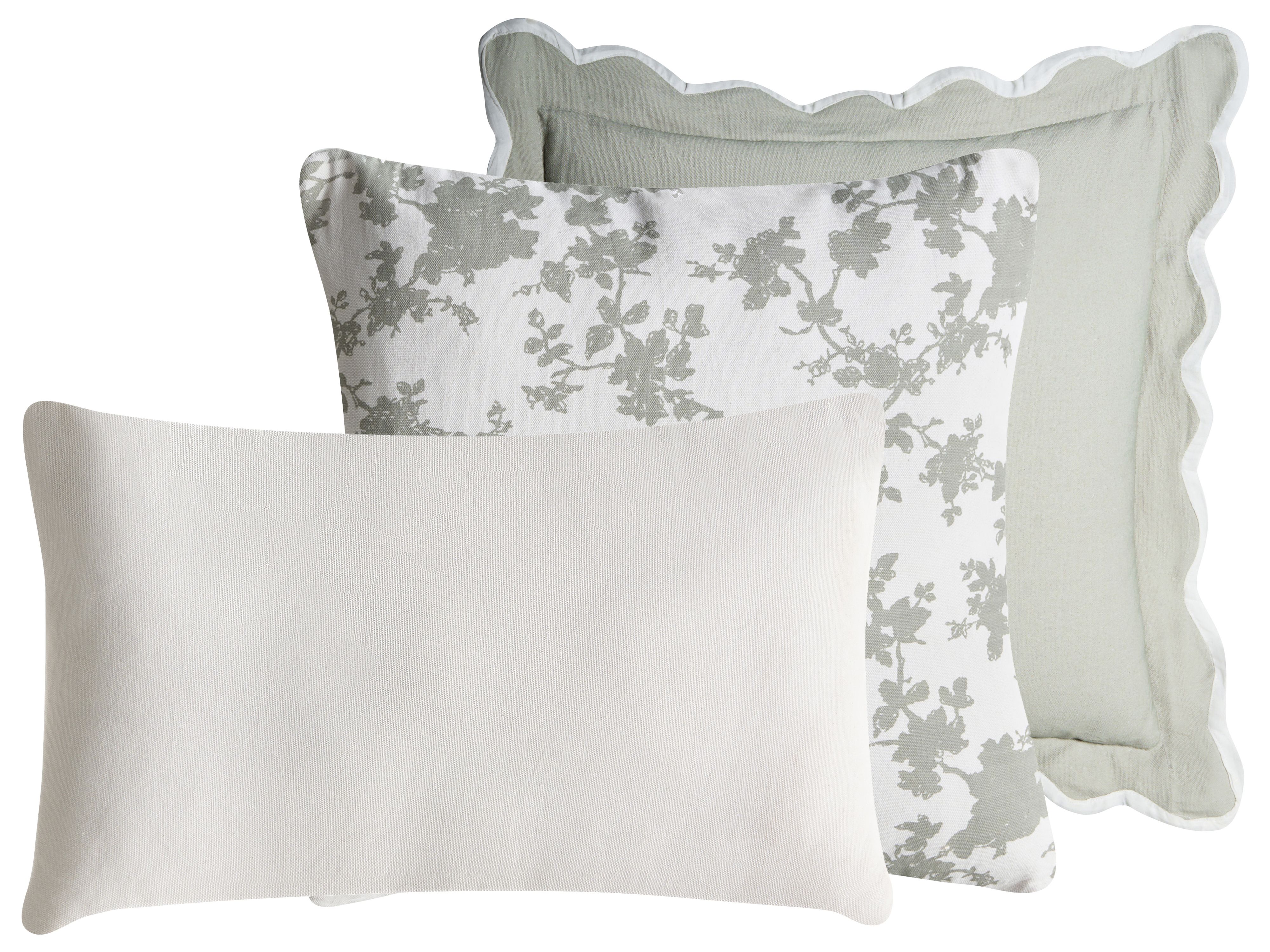 Set of 3 Decorative Cushions CANARIUM Cotton 30 x 50 cm 45 x 45 cm Green Solid