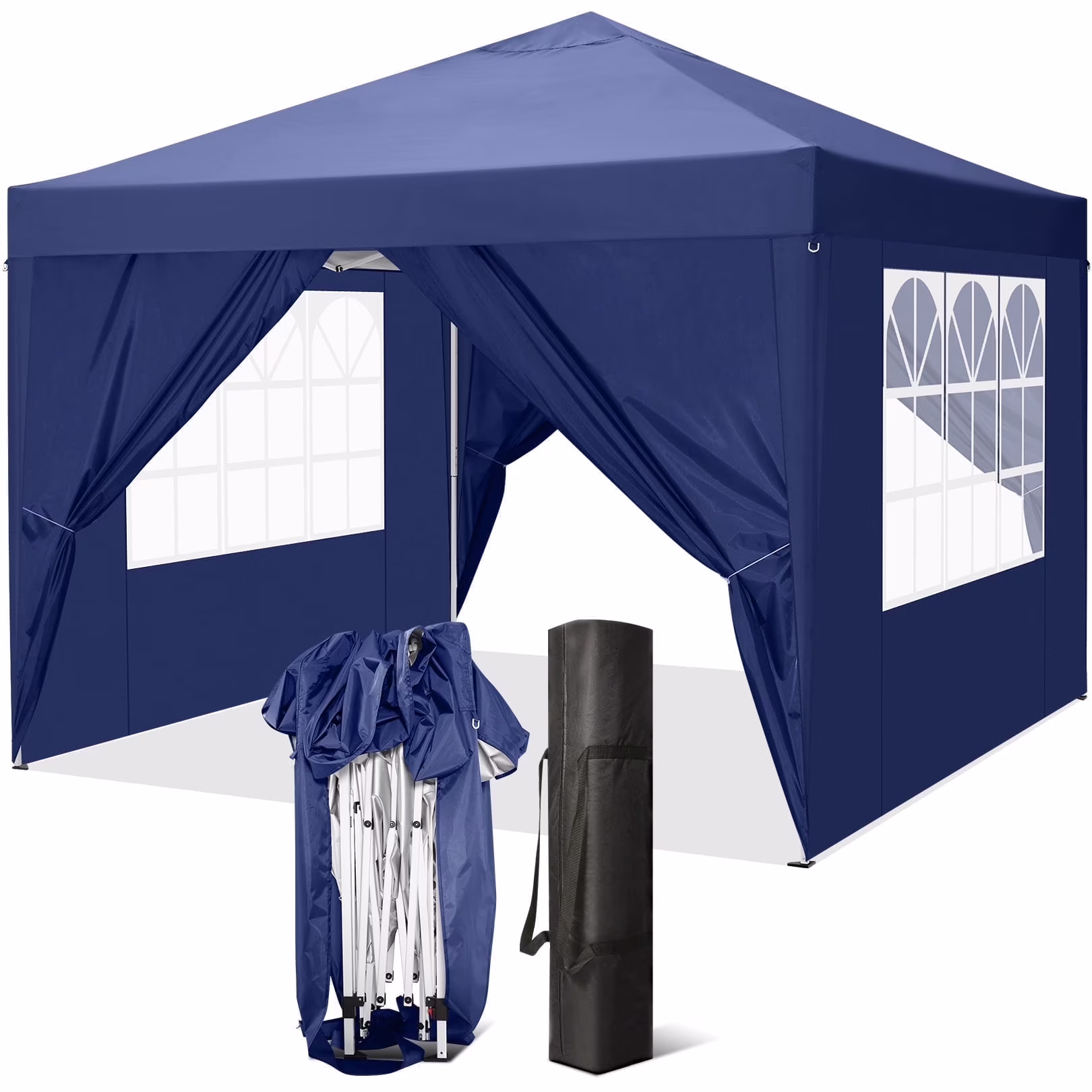 SANOPY 10'x10' EZ Pop Up Canopy Tent Outdoor Party Instant Shelter Portable Folding Beach Canopy with 4 Sandbag & Carrying Bag, Black - Image 3