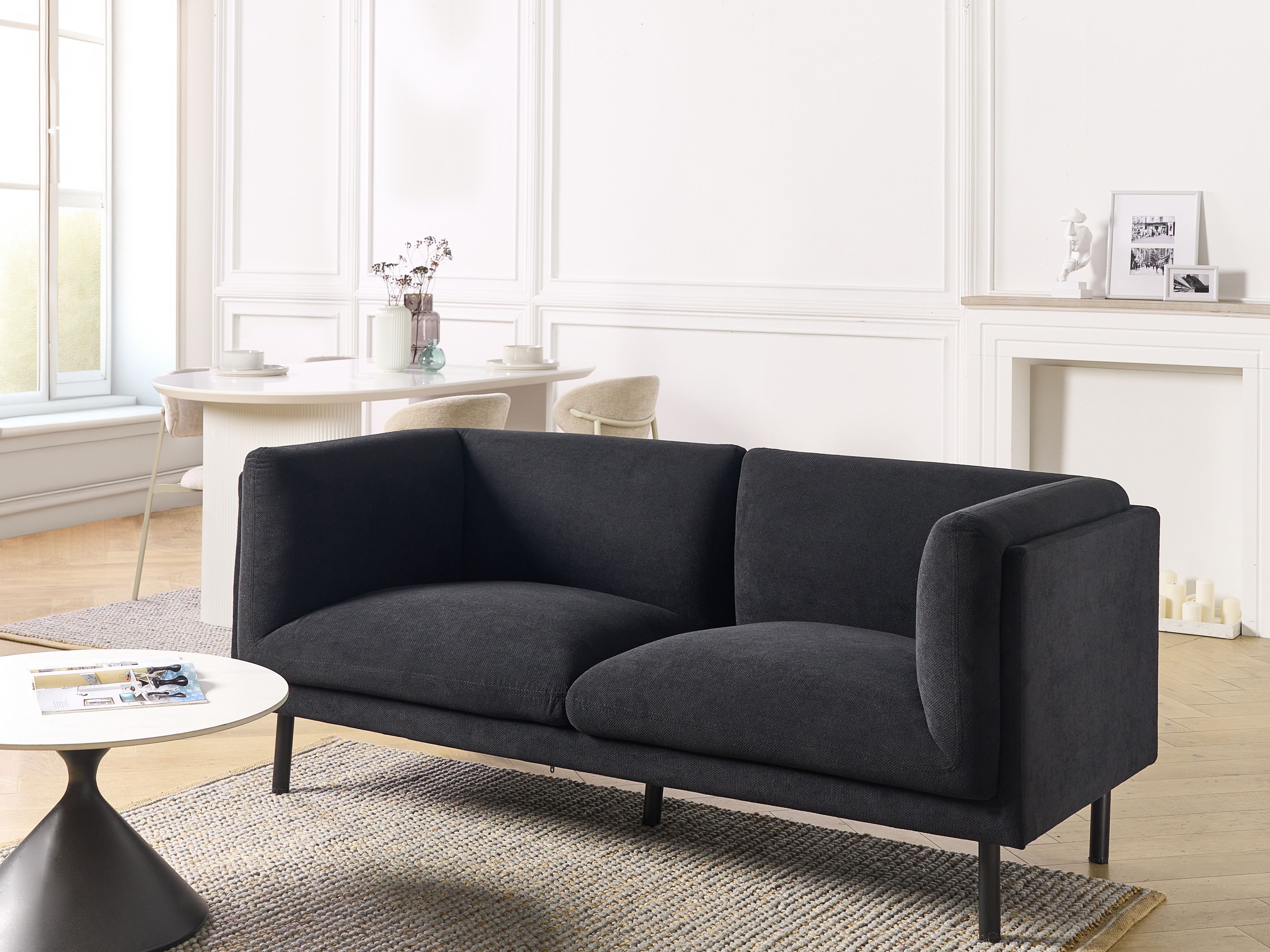 Sofa 2 Seater VORGOD Fabric Black