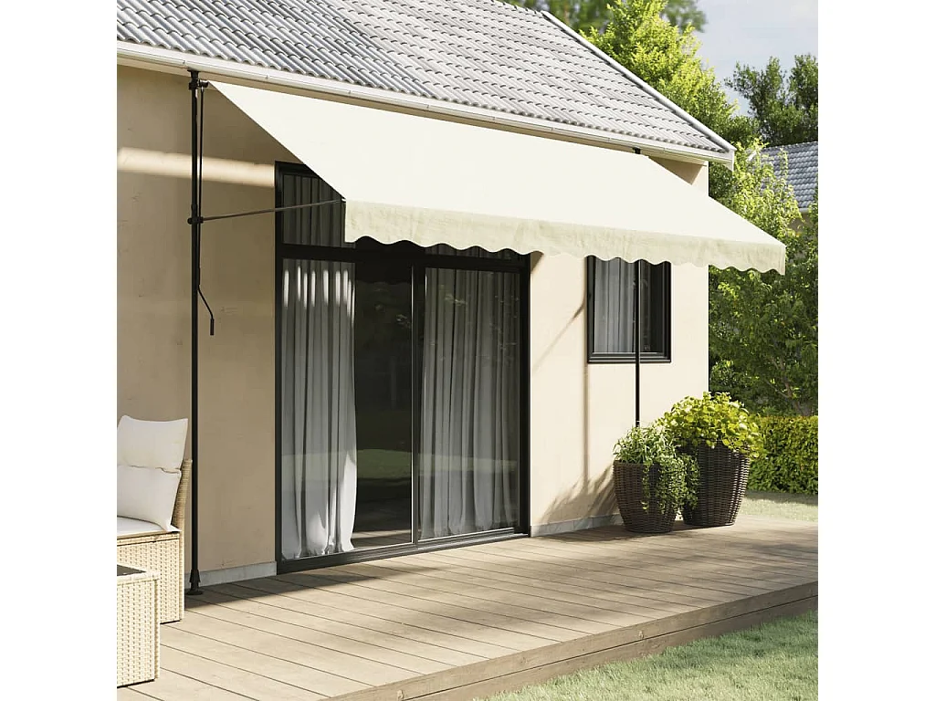 Auvent rétractable crème 350x150 m tissu et acier FR84600