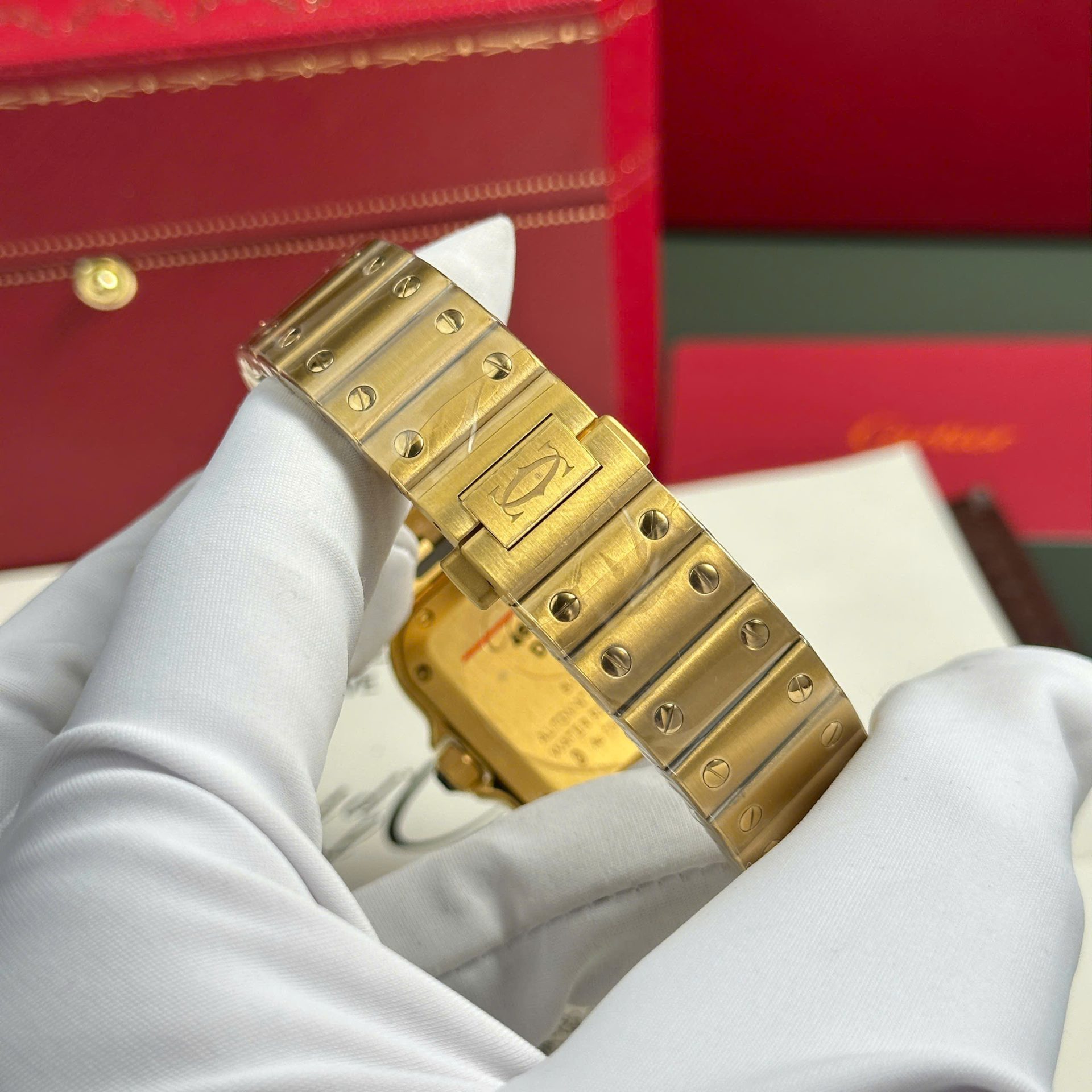 Cartier Santos Yellow Replica Watch White Dial BV Factory 35mm - Top club