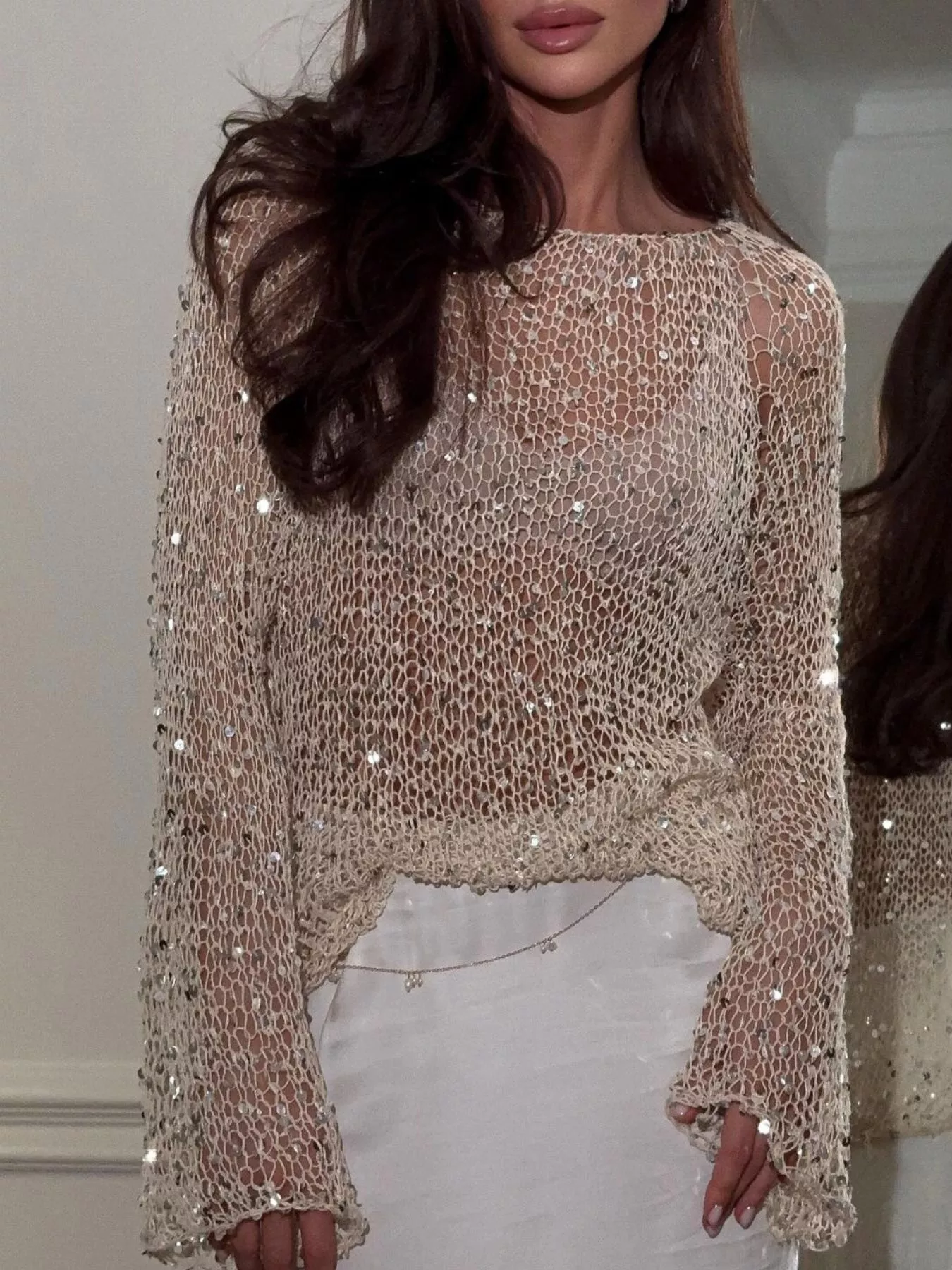 Sequin Embellished Knit Cover Up - ZKZOOK