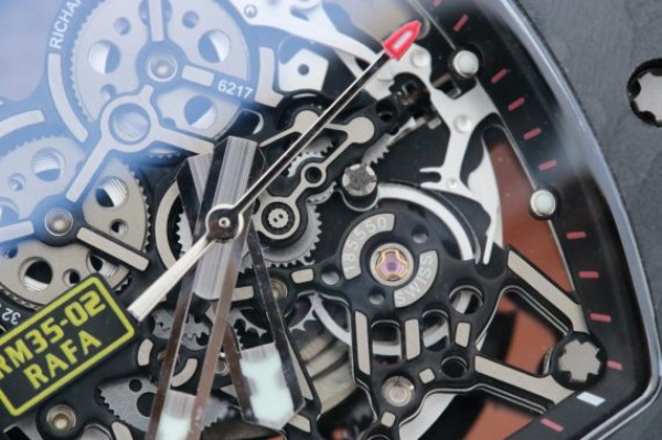 Replica Richard Mille RM035-02 Rafael Nadal FC Titanium Case KVF Skeleton Dial Red Yellow Rubber Strap MIYOTA8215 - Top club