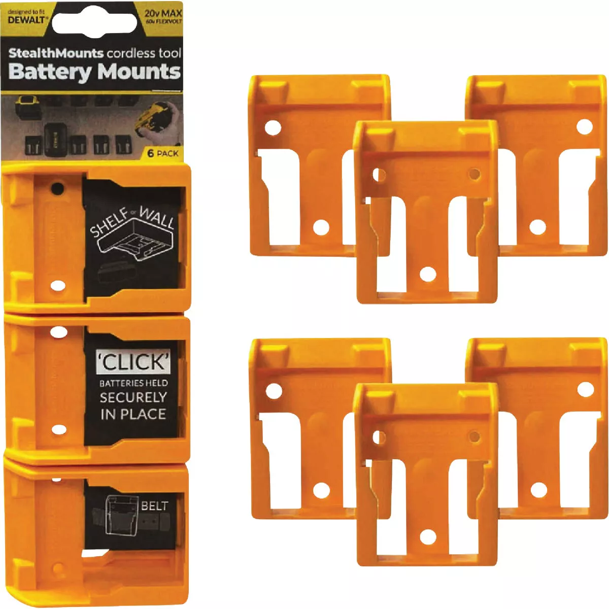StealthMounts Battery Mounts for DEWALT 20V/60V MAX (6-Pack)