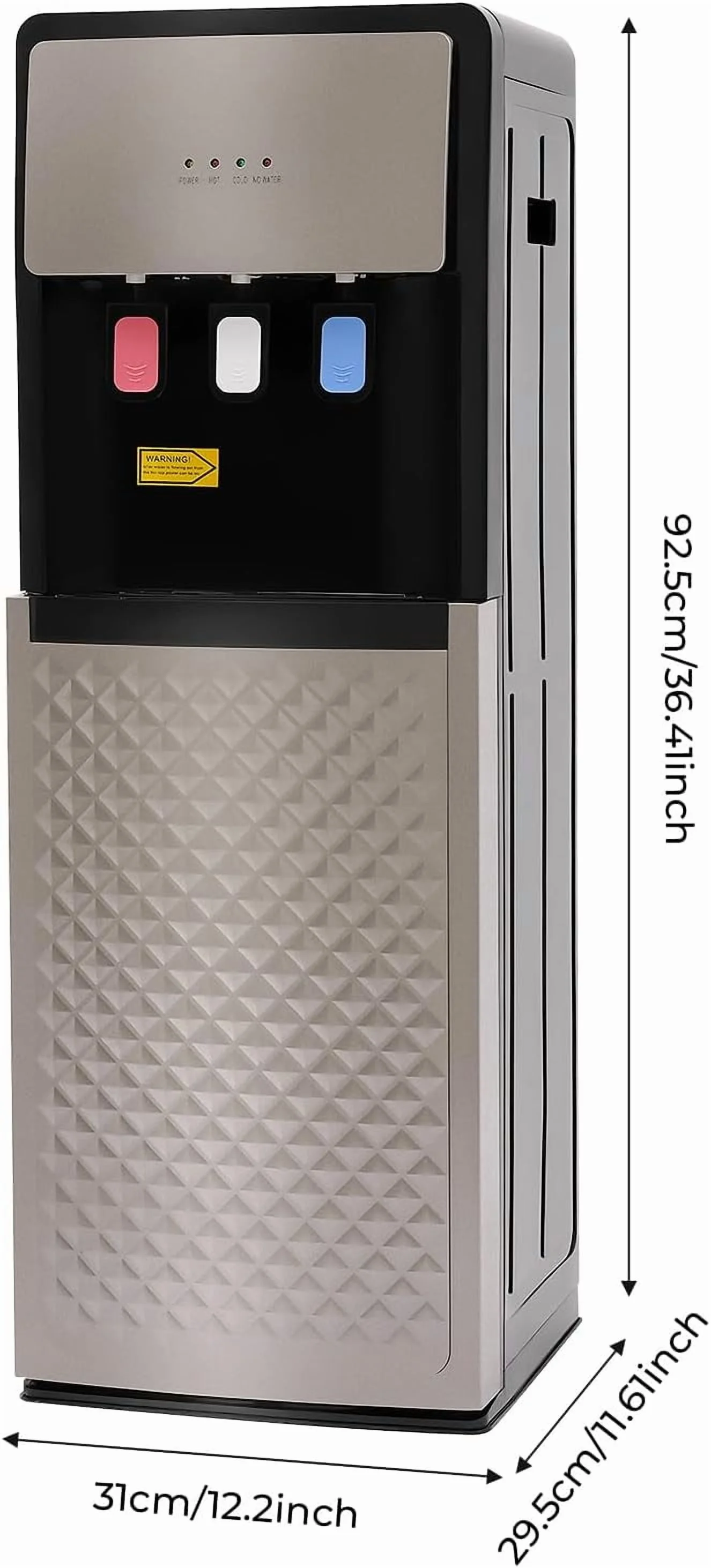 Bottom Loading Water Dispenser for 5 Gallon Bottle, 3 Temperature Settings (Hot, Room & Cold Water), 110V US Plug, 5L/H Rapid Heating, 0.53Gal/H Cooling, Anti-Scald Design for Home/Office (Grey) - Image 9