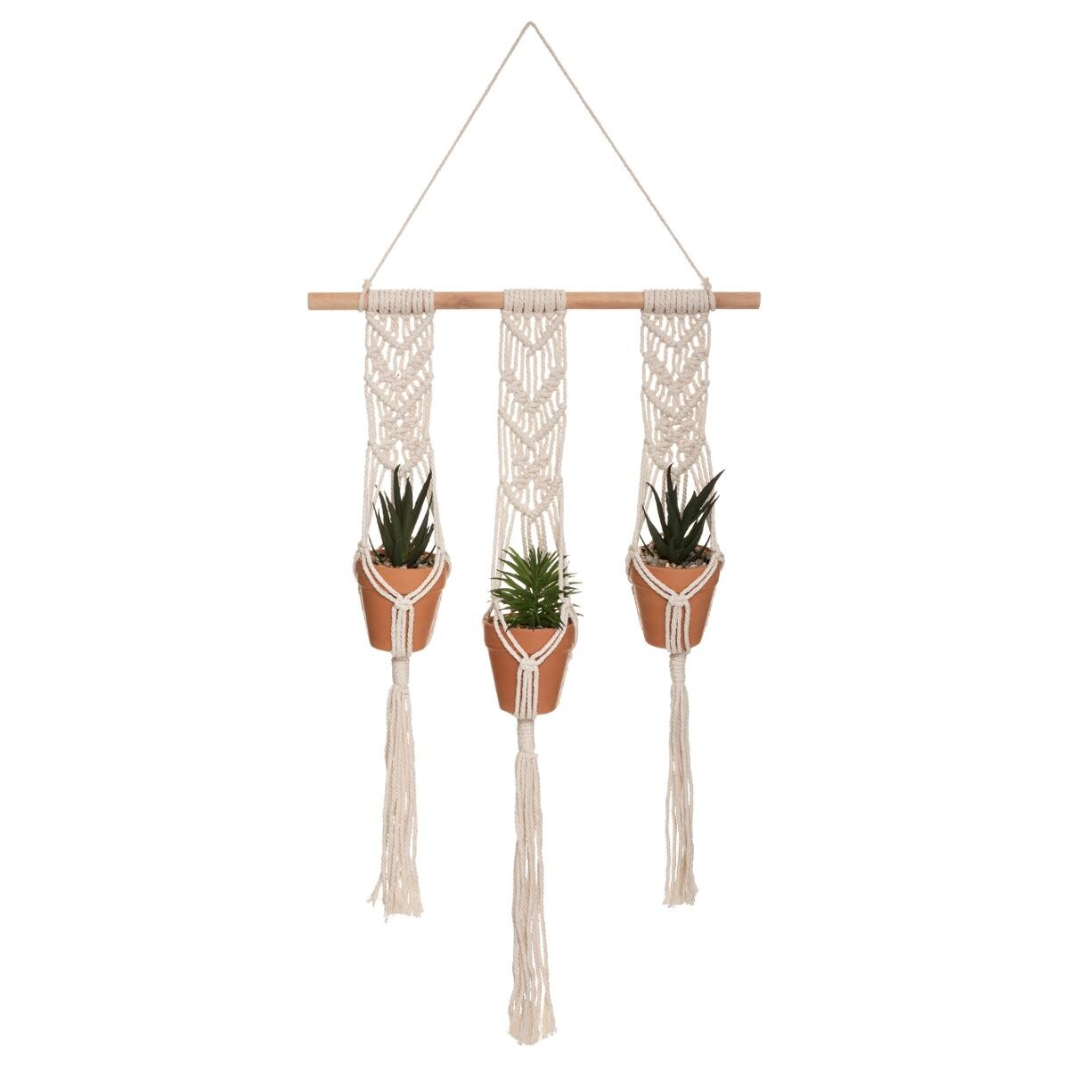 Set of 3 hanging plants "Hacienda" Ivory white, H75.cm
