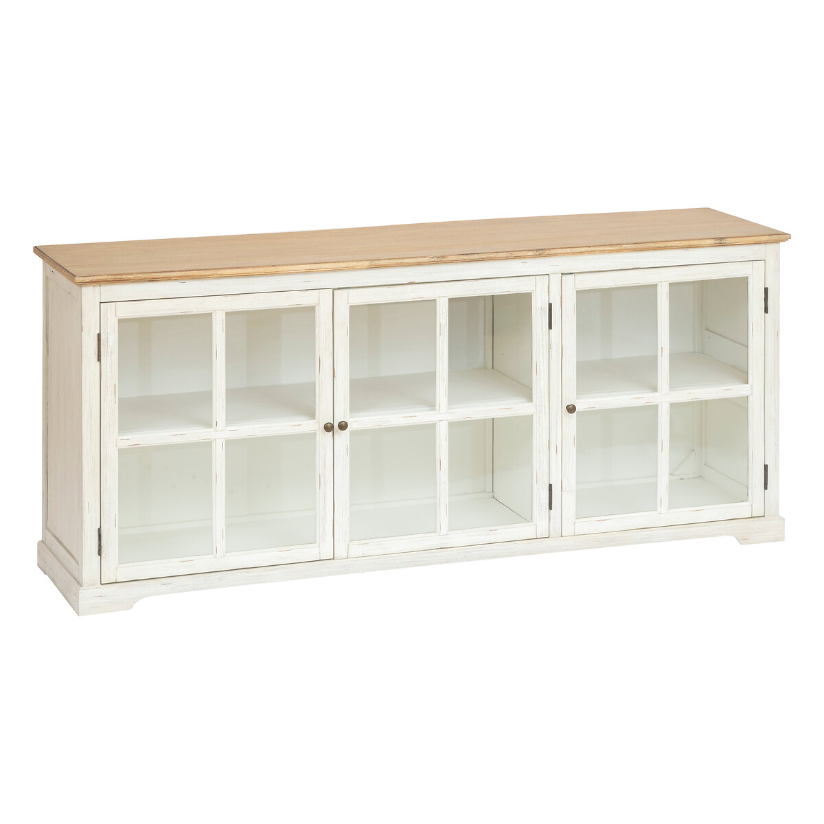 "Olbia" 3-glass-door sideboard Acacia, 180x80 cm