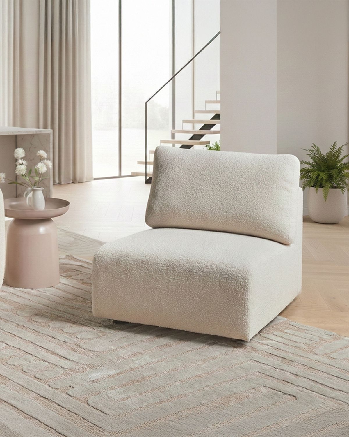 1-Seat Section KIVVIK Boucle Off-White