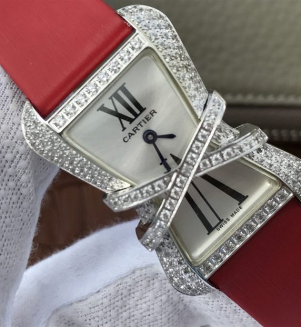 Replica Cartier High Jewelry Watches WJ306014 White Dial Red Fabric Strap - Top club