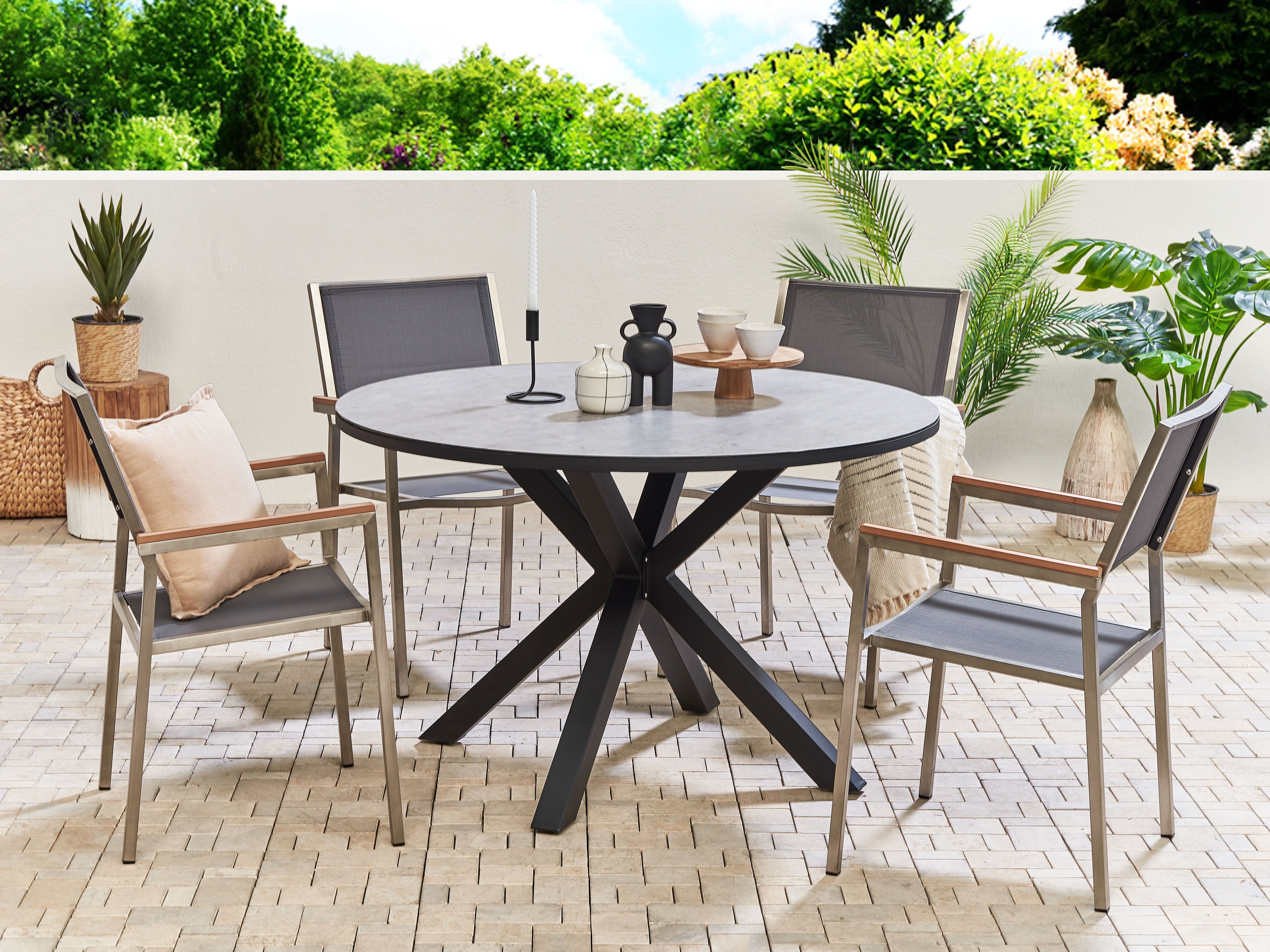 Garden Dining Table MALETTO 120 cm 120 cm Glass Grey