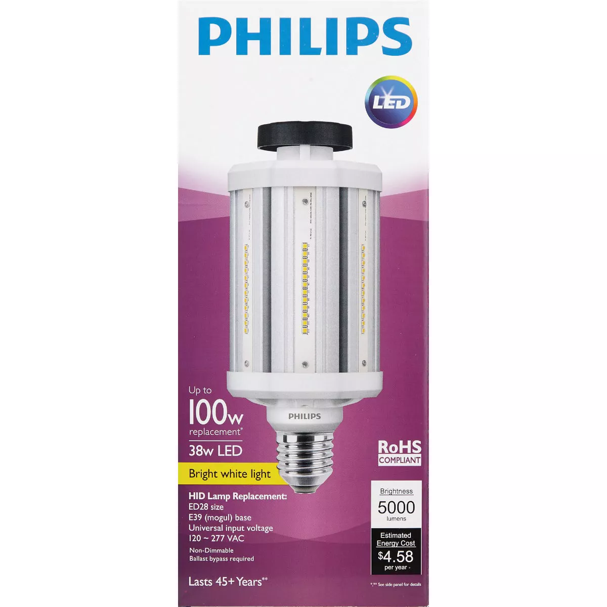 Philips TrueForce 100W HID Equivalent Clear Corn Cob Mogul Base LED High-Intensity Light Bulb