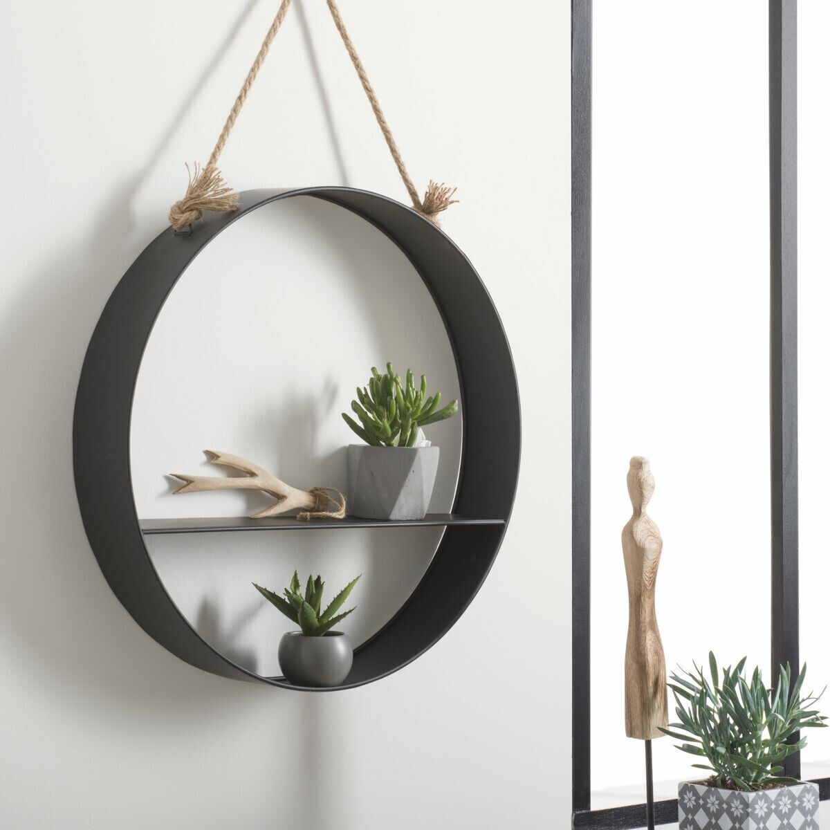 Wall shelf"Irena" Black, D.55 cm