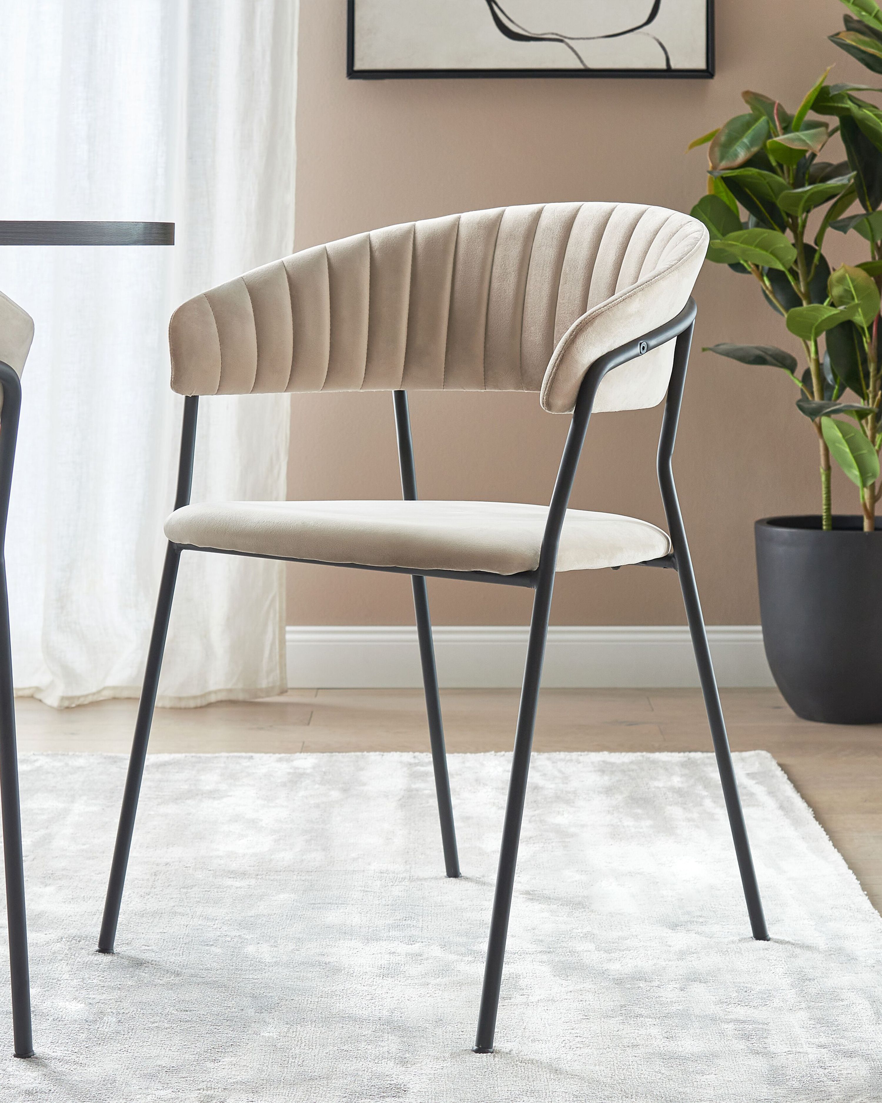 Set of 2 Dining Chairs MARIPOSA Velvet Taupe