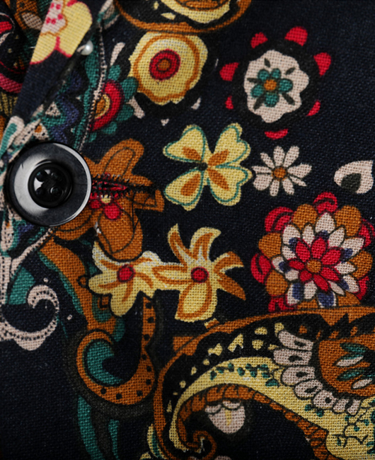 Casual Lapel Collar Cashew Print One Button Slim Fit Blazer