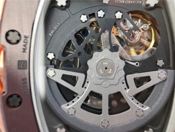 Replica Richard Mille RM011 Felipe Massa RG Chrono Brown Skeleton Dial Orange Rubber Strap A7750 - Top club