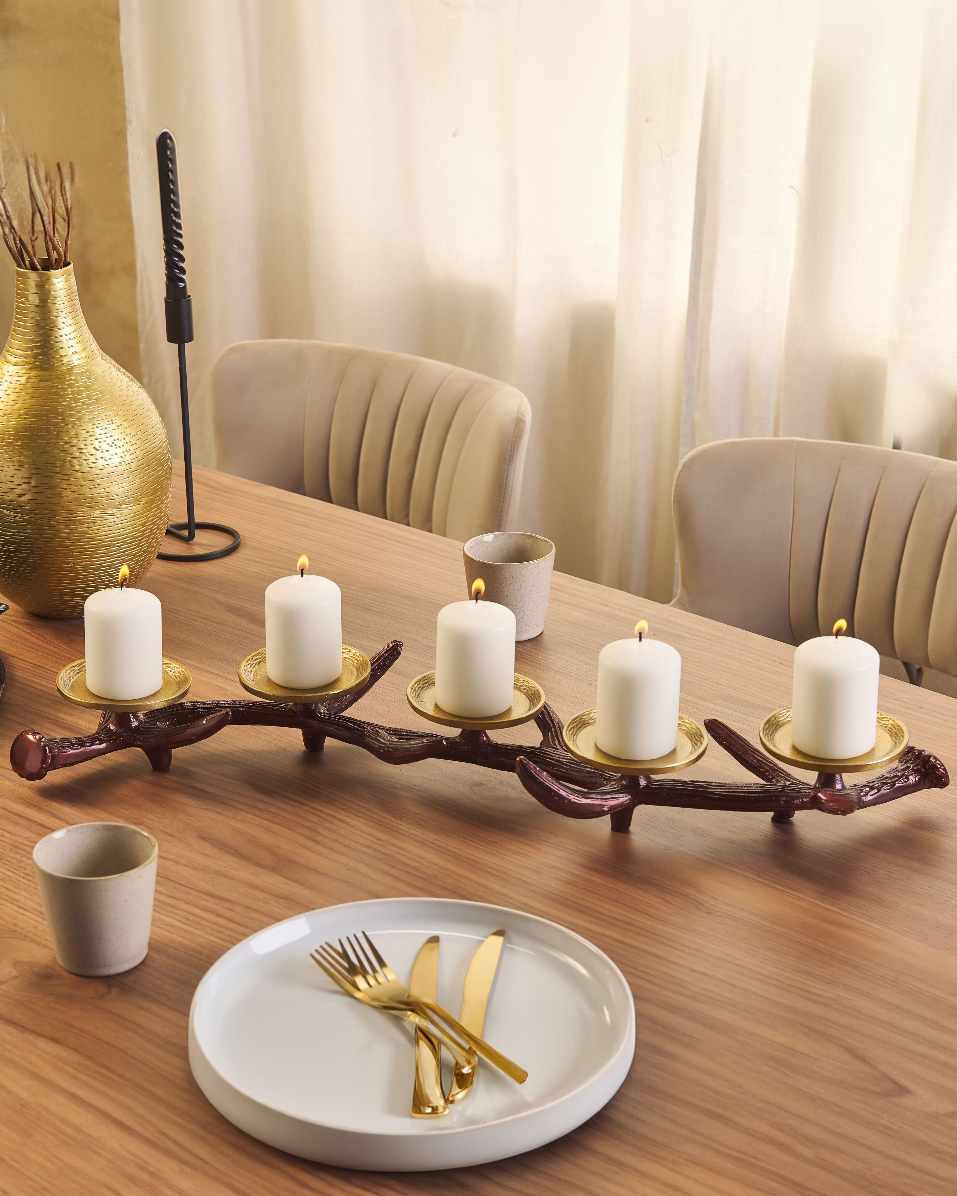 Candle Holder CLEONAE Metal 7 cm Brown