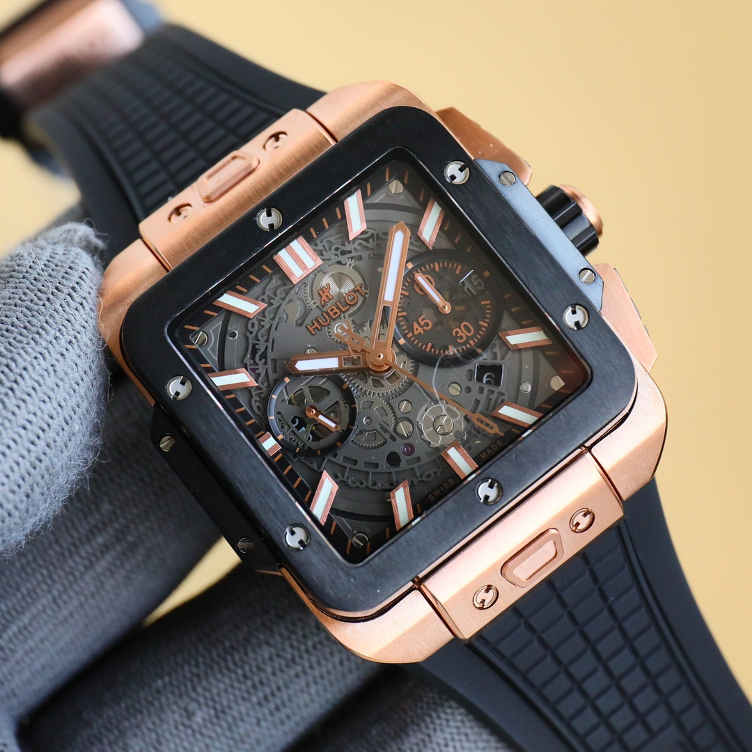 HUBLOT SQUARE BANG UNICO 45mm Rubber Strap(1:1 replica) - Top club