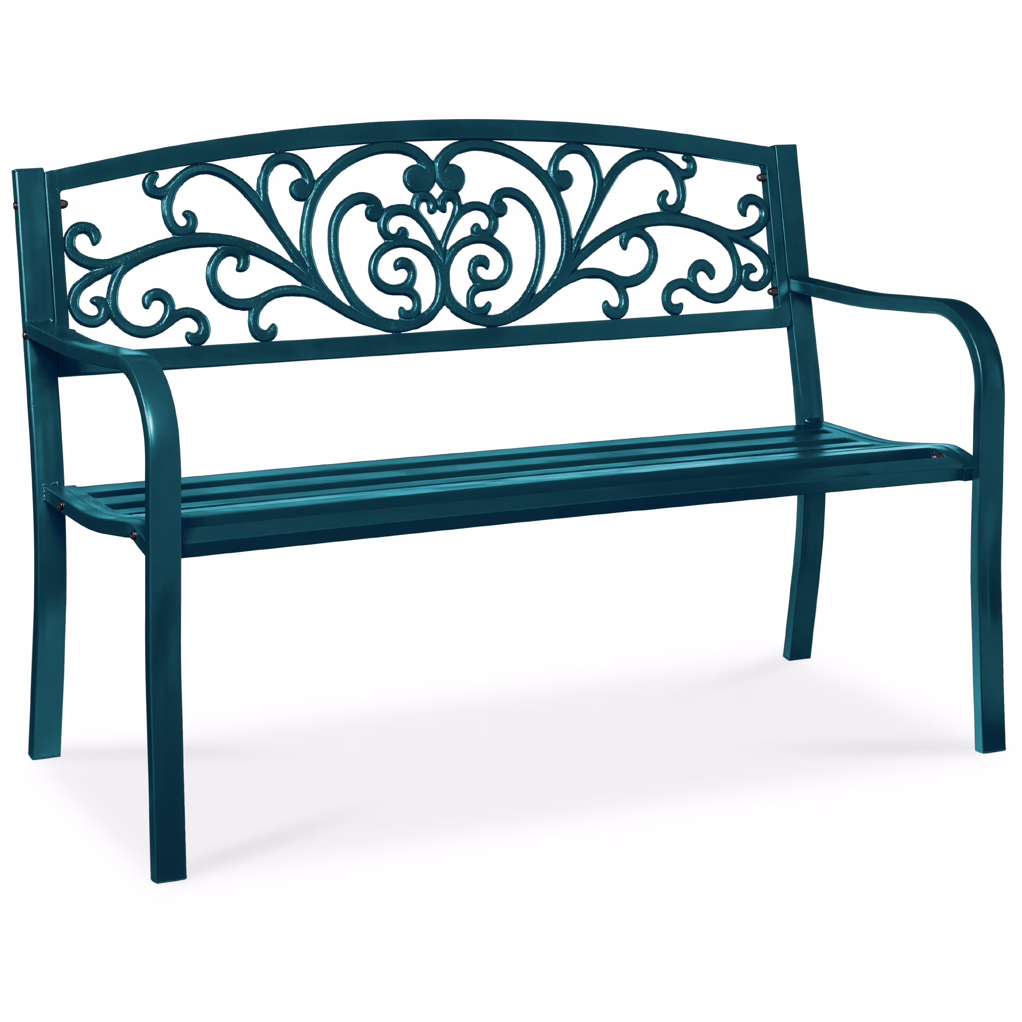 Best Choice Products Outdoor Steel Bench Garden Patio Porch Furniture w/ Floral Design Backrest - Black - Image 29