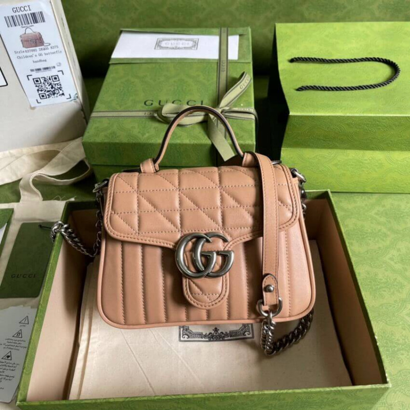 Replica Gucci Gg Marmont Rose Beige Matelasse Leather Mini Top Handle Bag 5835711:1High-quality replica