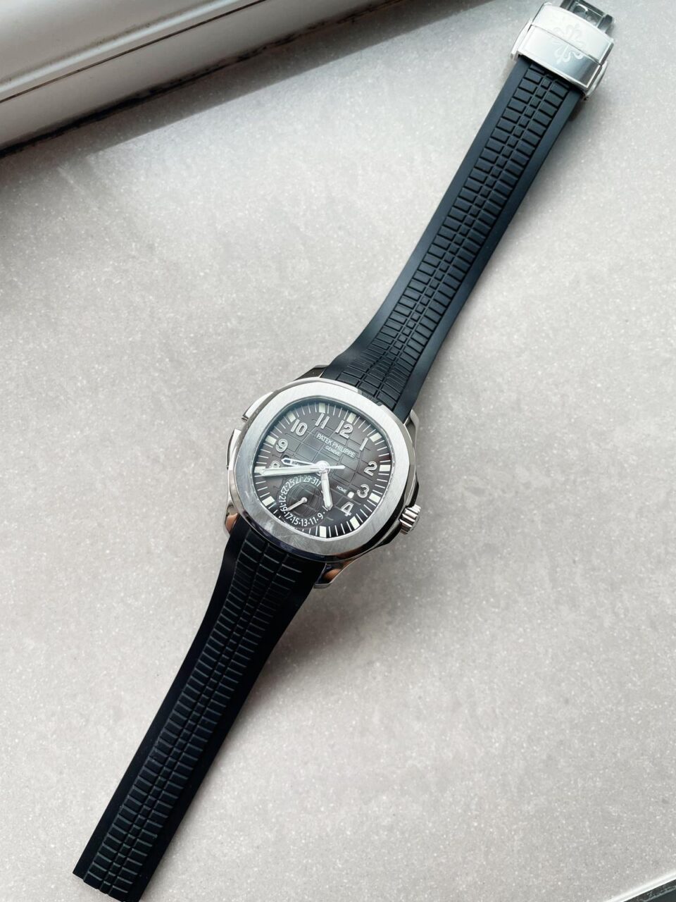 Replica PATEK PHILIPPE Aquanaut 5164A SS GRF BEST EDITION BLACK DIAL ON BLACK RUBBER STRAP A324 V2 - Top club