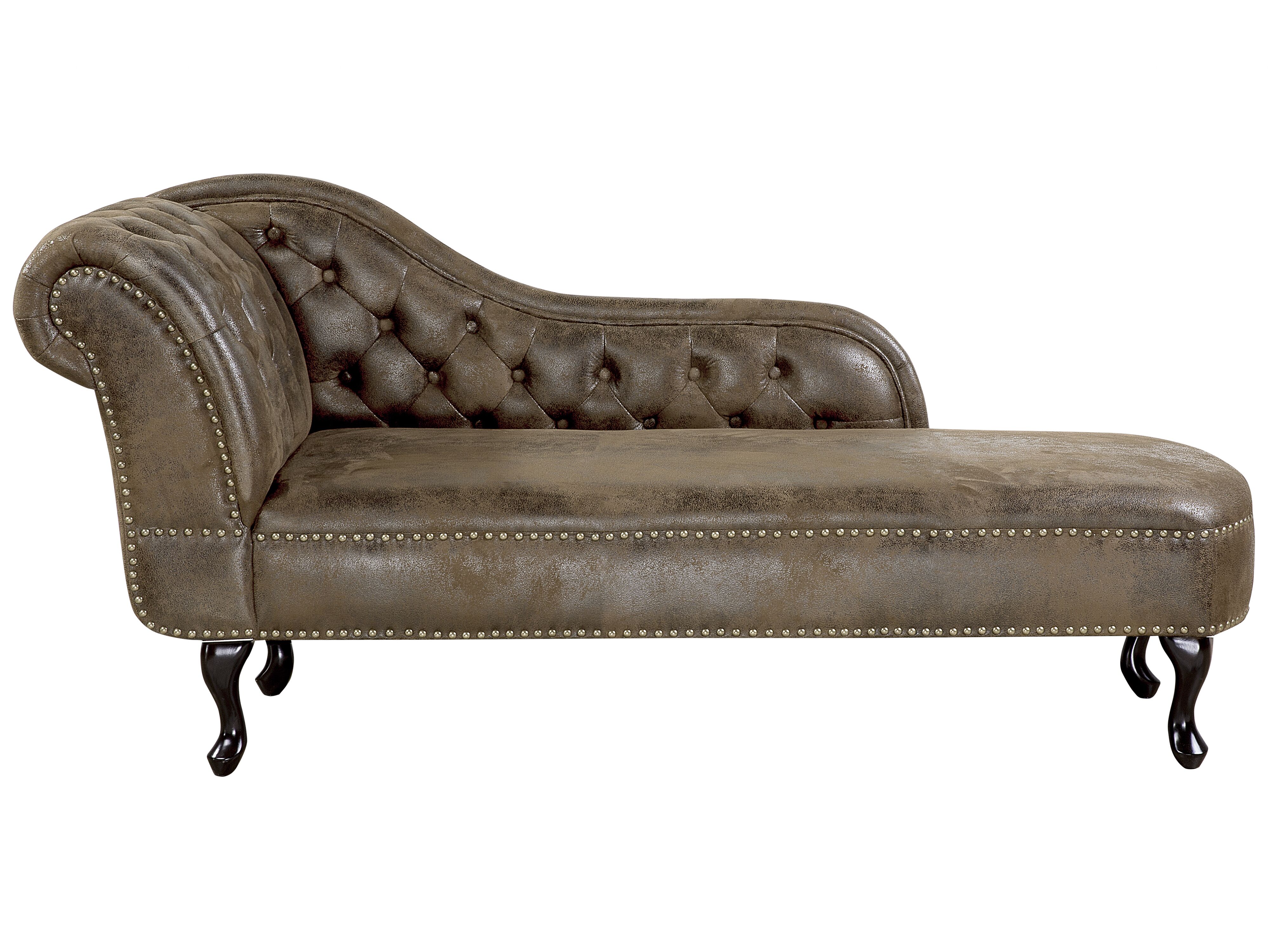 Left-Hand Chaise Lounge NIMES Faux Suede Dark Brown