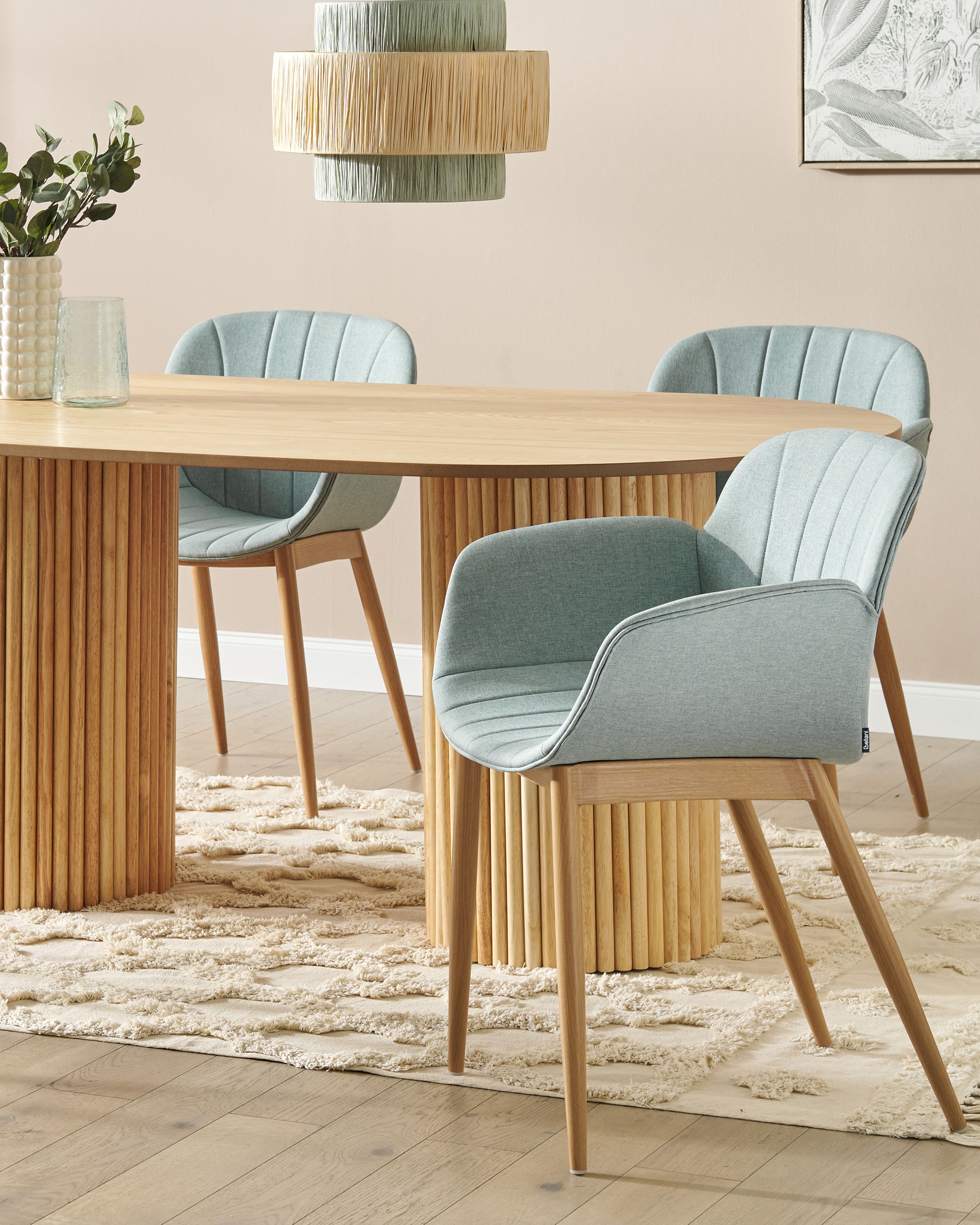 Set of 2 Dining Chairs ALICE Fabric Mint Green