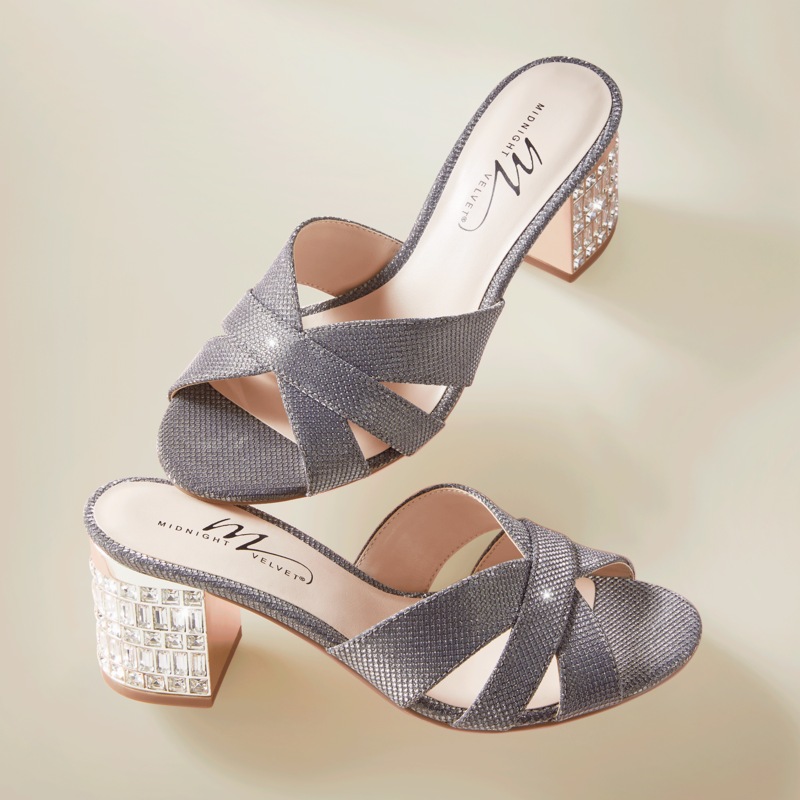 Midnight Velvet Rhinestone-Heel Slide - MIDNIGHT VELVET CATALOG