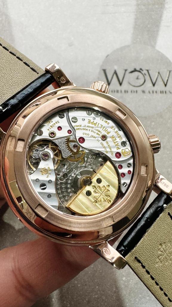 Replica PATEK PHILIPPE 6104P Moon RG Black Dial Diamond Bezel on Black Leather Strap A240 V2 - Top club
