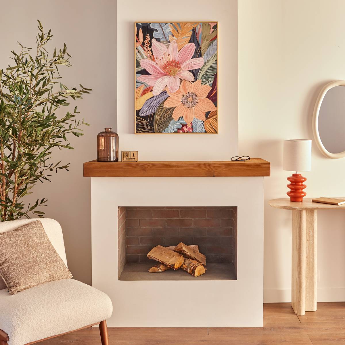 Framed Canvas Print "Daisy" Multicolor, 58x78 cm
