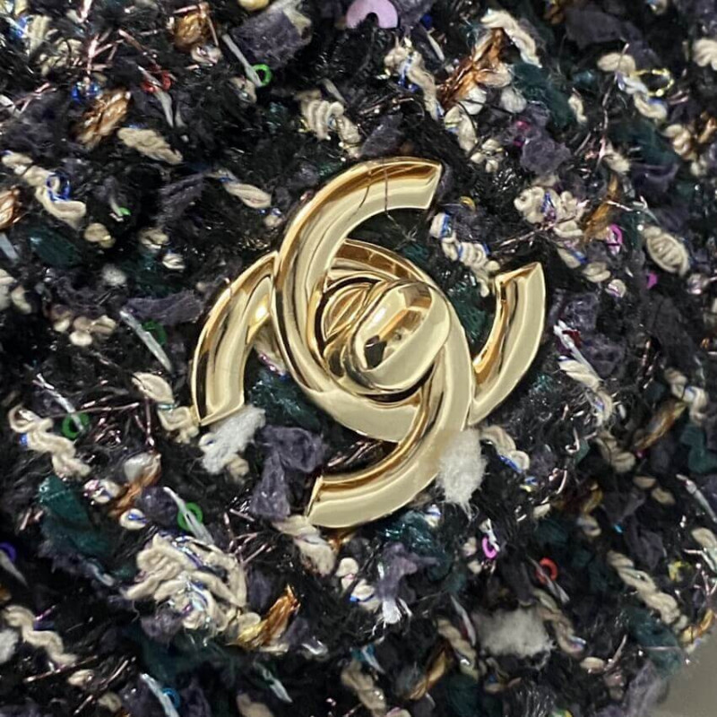 Replica Chanel Classic Flap Bag In Navy Blue Multicolor Glittered Tweed 11121:1High-quality replica