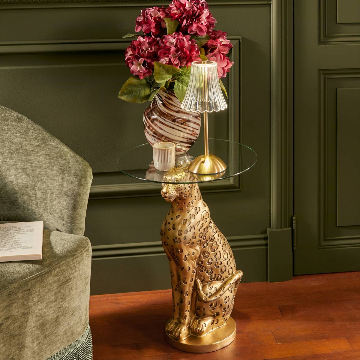 LED Lamp Battery "Aneth" Gold, H.30 cm